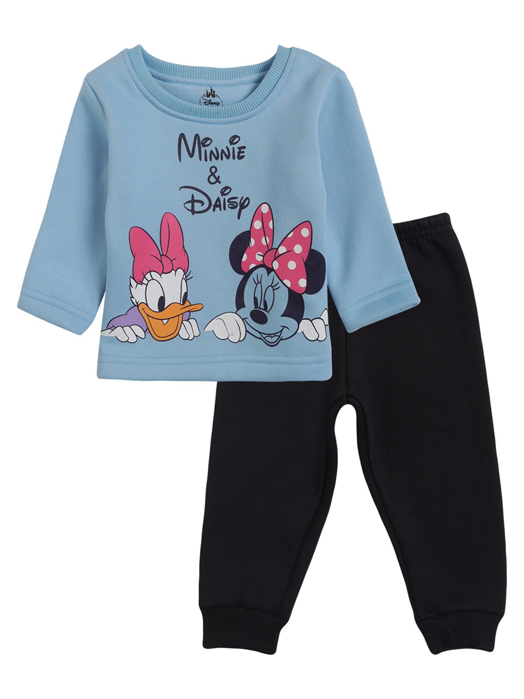 

Bodycare Kids Girls Blue & Black Printed T-shirt Joggers Pure Cotton Clothing Set