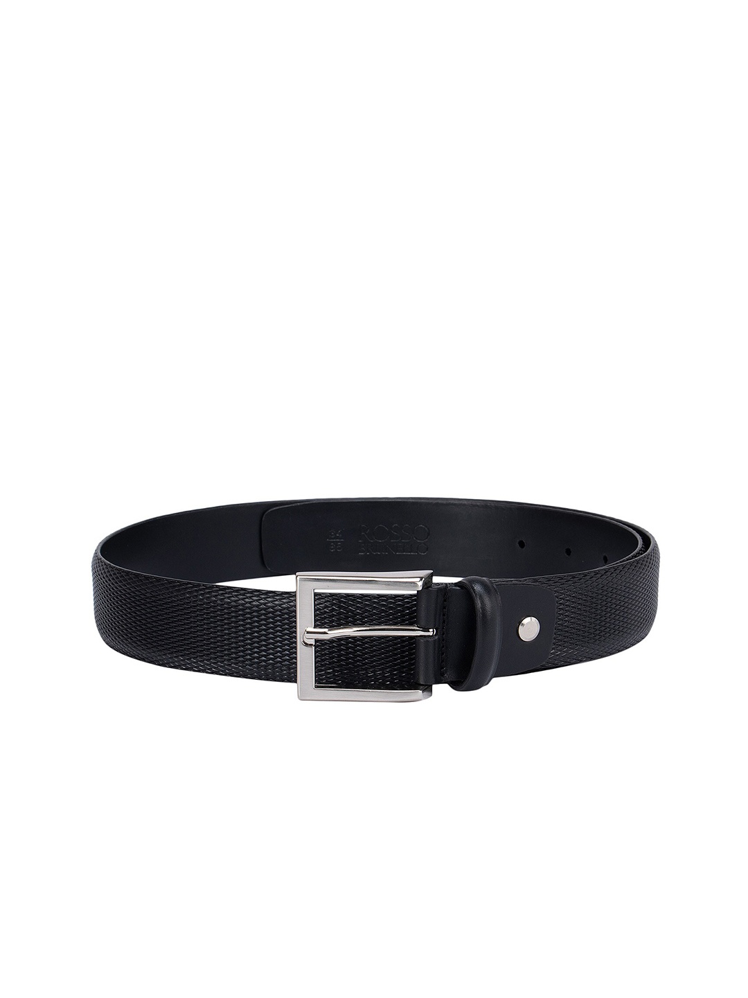 

ROSSO BRUNELLO Men Black Textured Leather Belt