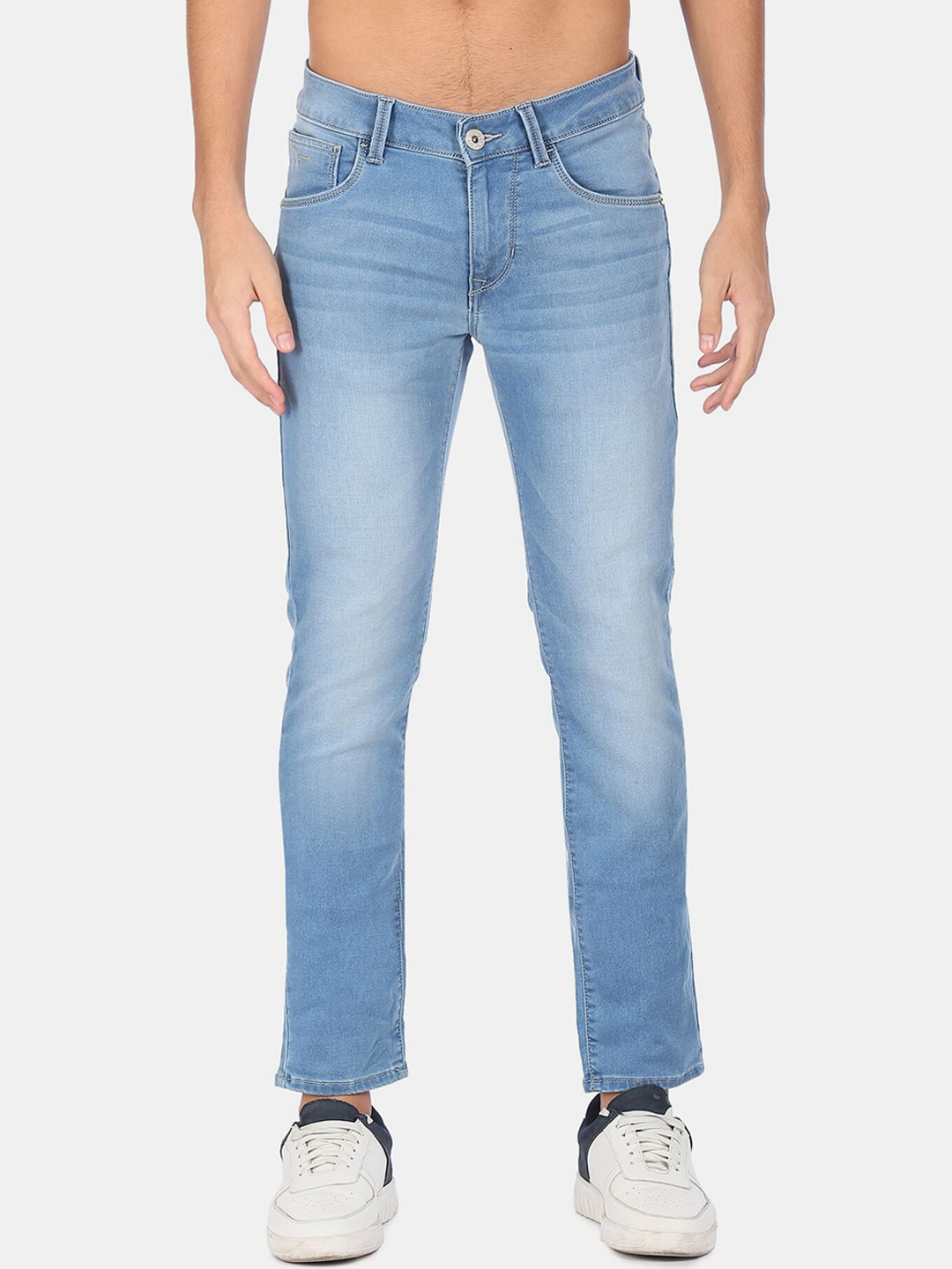 

Flying Machine Men Blue Slim Fit Low-Rise Heavy Fade Stretchable Jeans