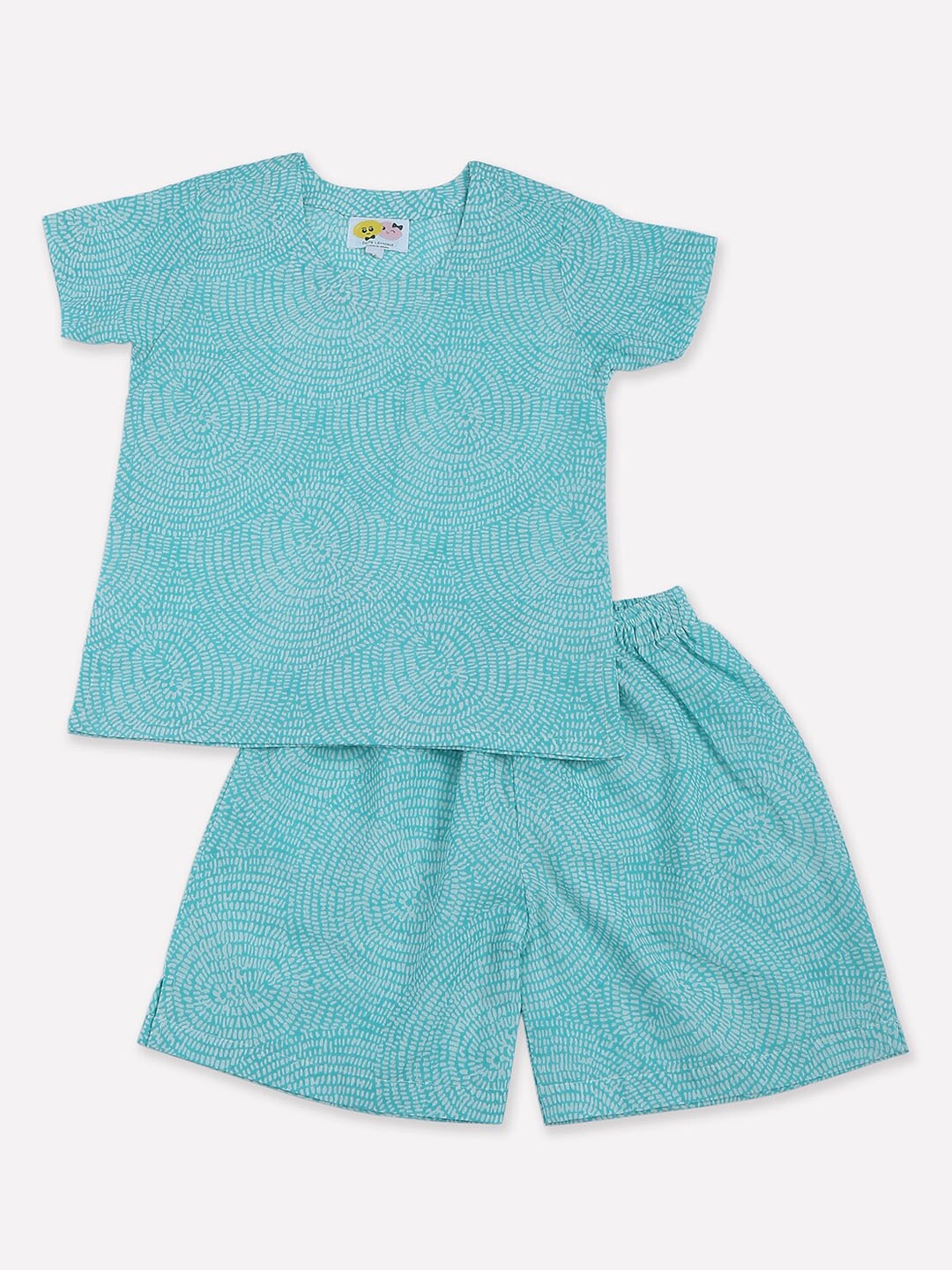 

CUTE LEMONS Kids Blue & White Printed Cotton Night suit