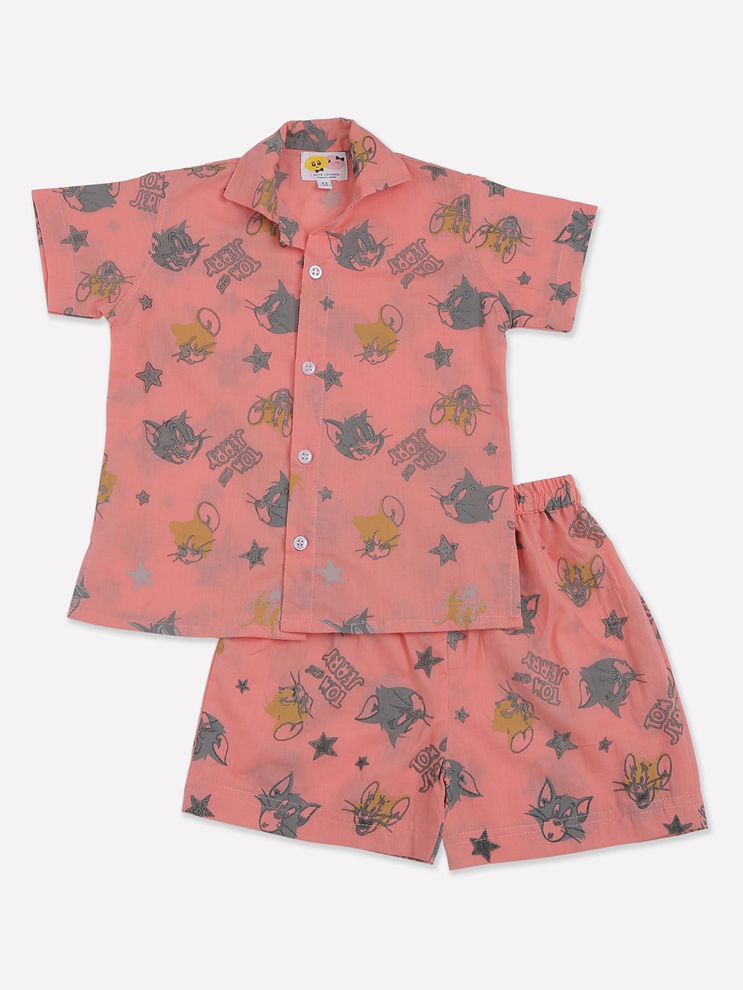 

CUTE LEMONS Kids Pink Printed Night suit