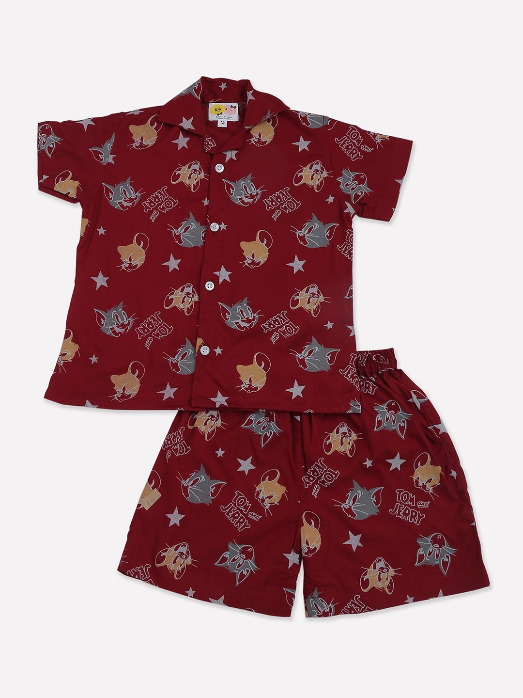 

CUTE LEMONS Kids Maroon Night suits
