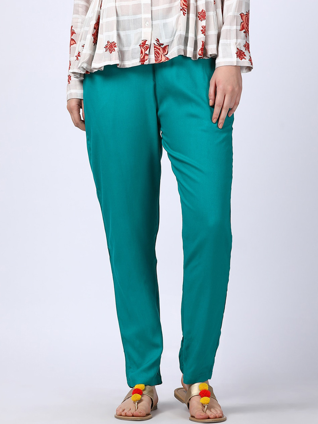 

GOLDSTROMS Women Sea Green Slim Fit Trousers