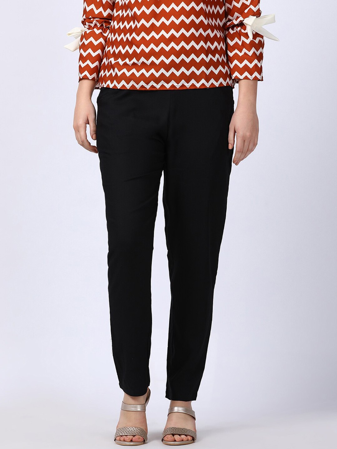 

GOLDSTROMS Women Black Slim Fit Pencil Trousers