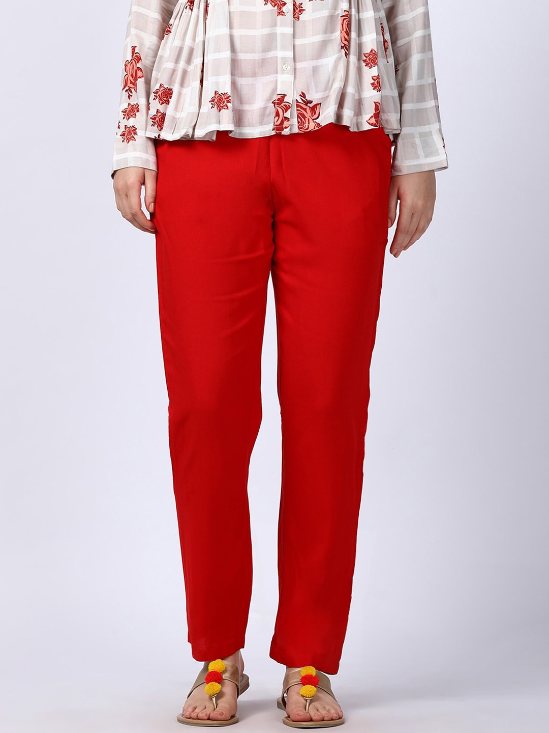

GOLDSTROMS Women Red Slim Fit Trousers
