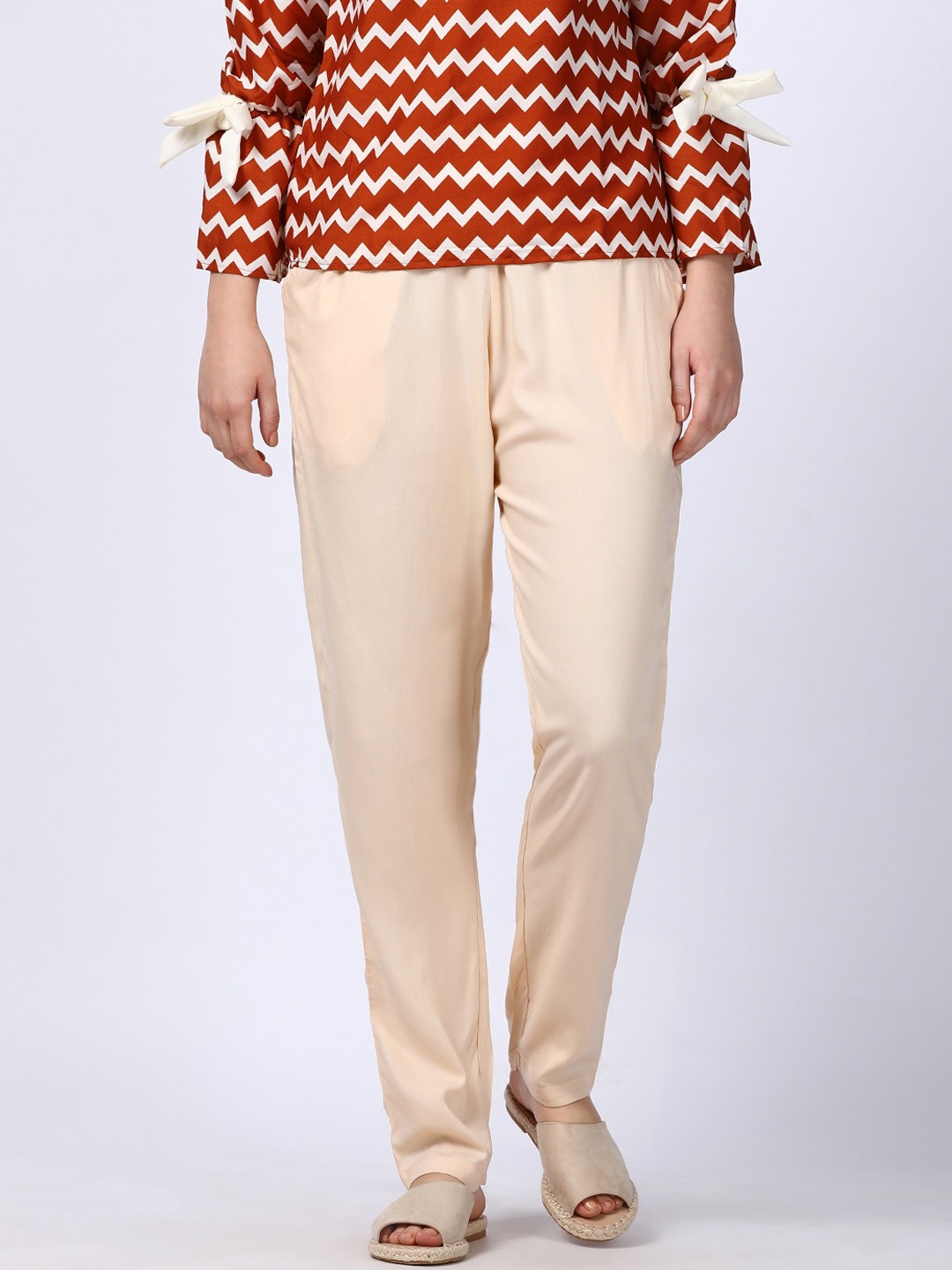 

GOLDSTROMS Women Beige Slim Fit Trousers