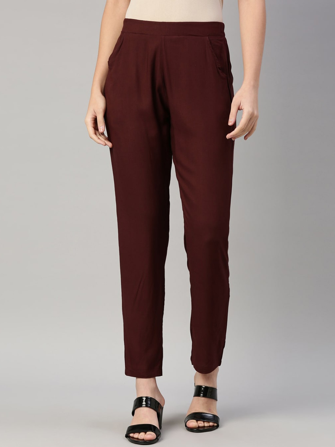 

GOLDSTROMS Women Coffee Brown Slim Fit Trousers