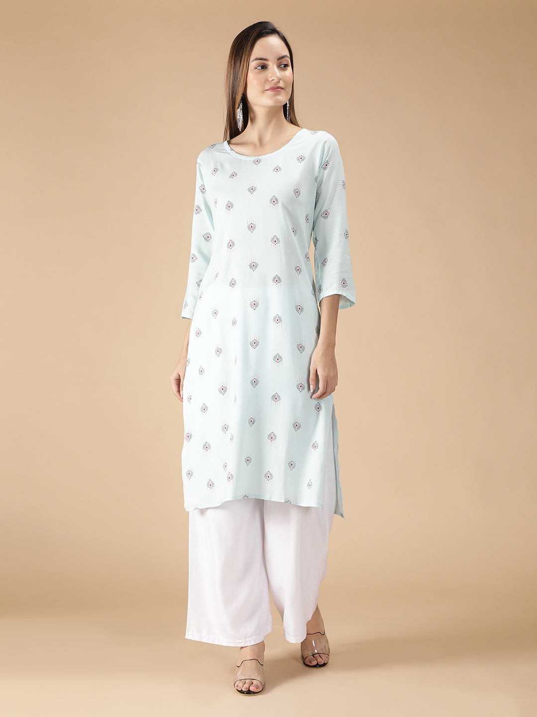 

Fabclub Women Turquoise Blue Printed Kurta
