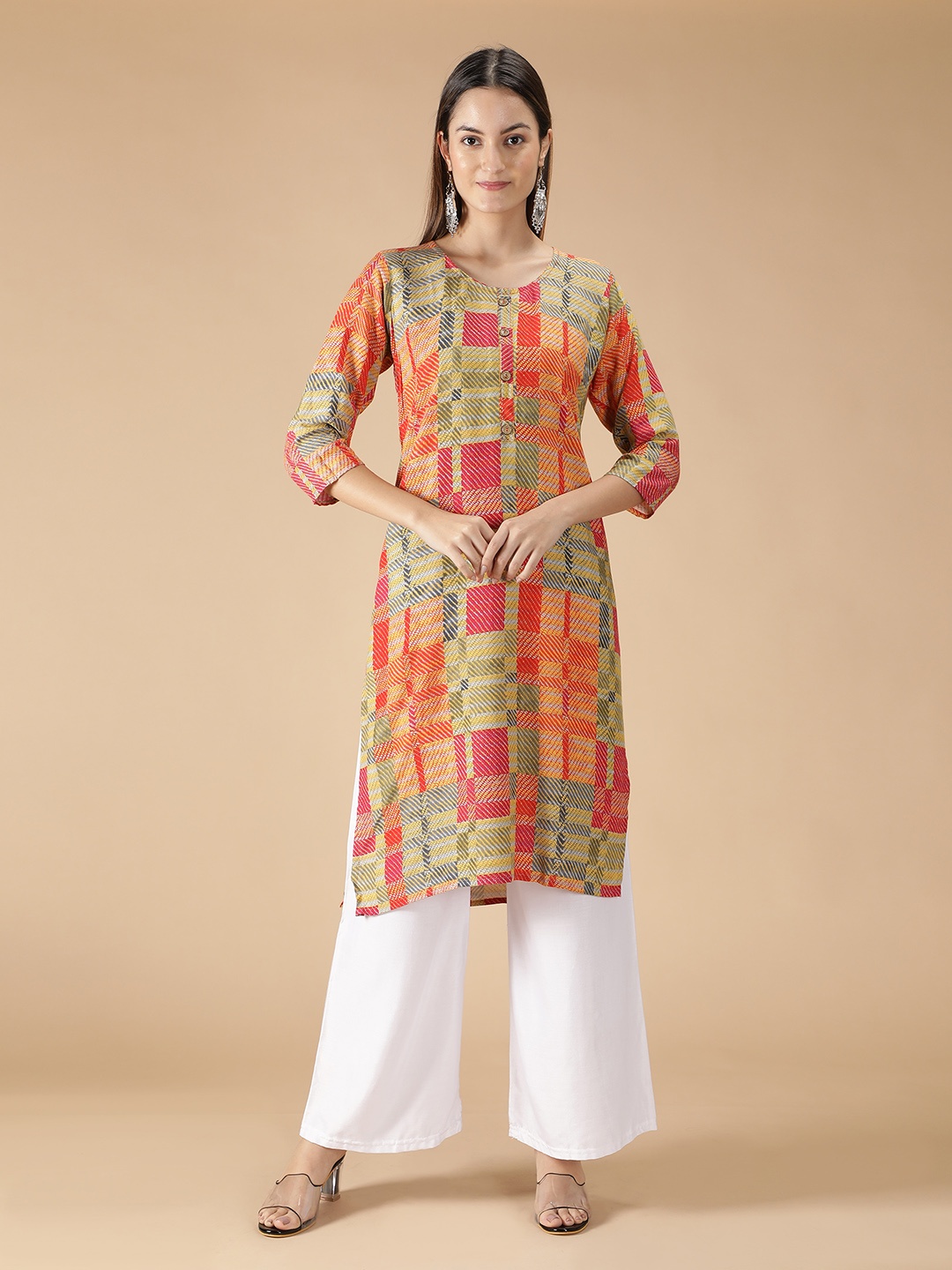 

Fabclub Women Multicoloured Geometric Printed Kurta, Multi