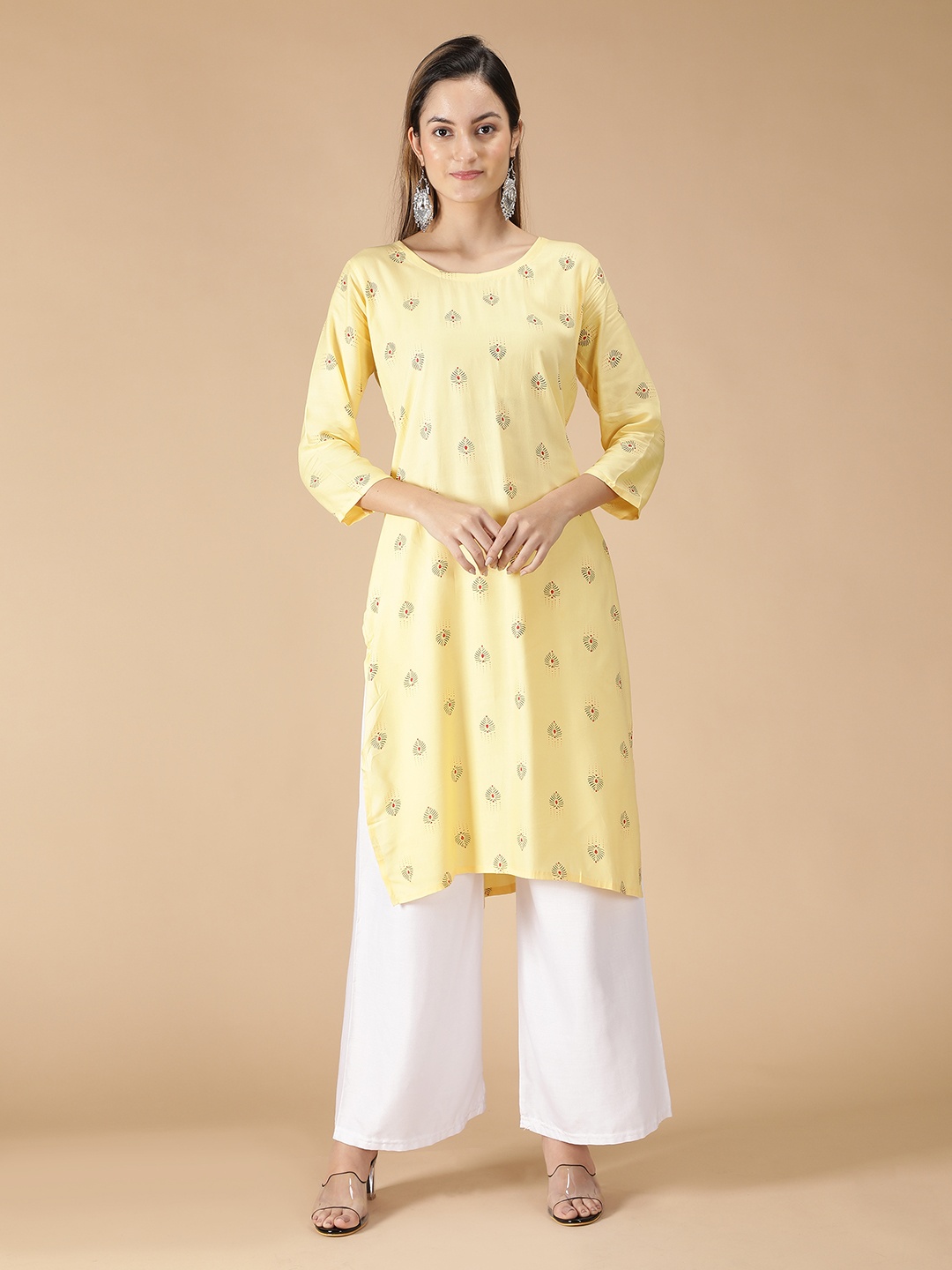 

Fabclub Women Yellow Ethnic Motifs Printed Kurta