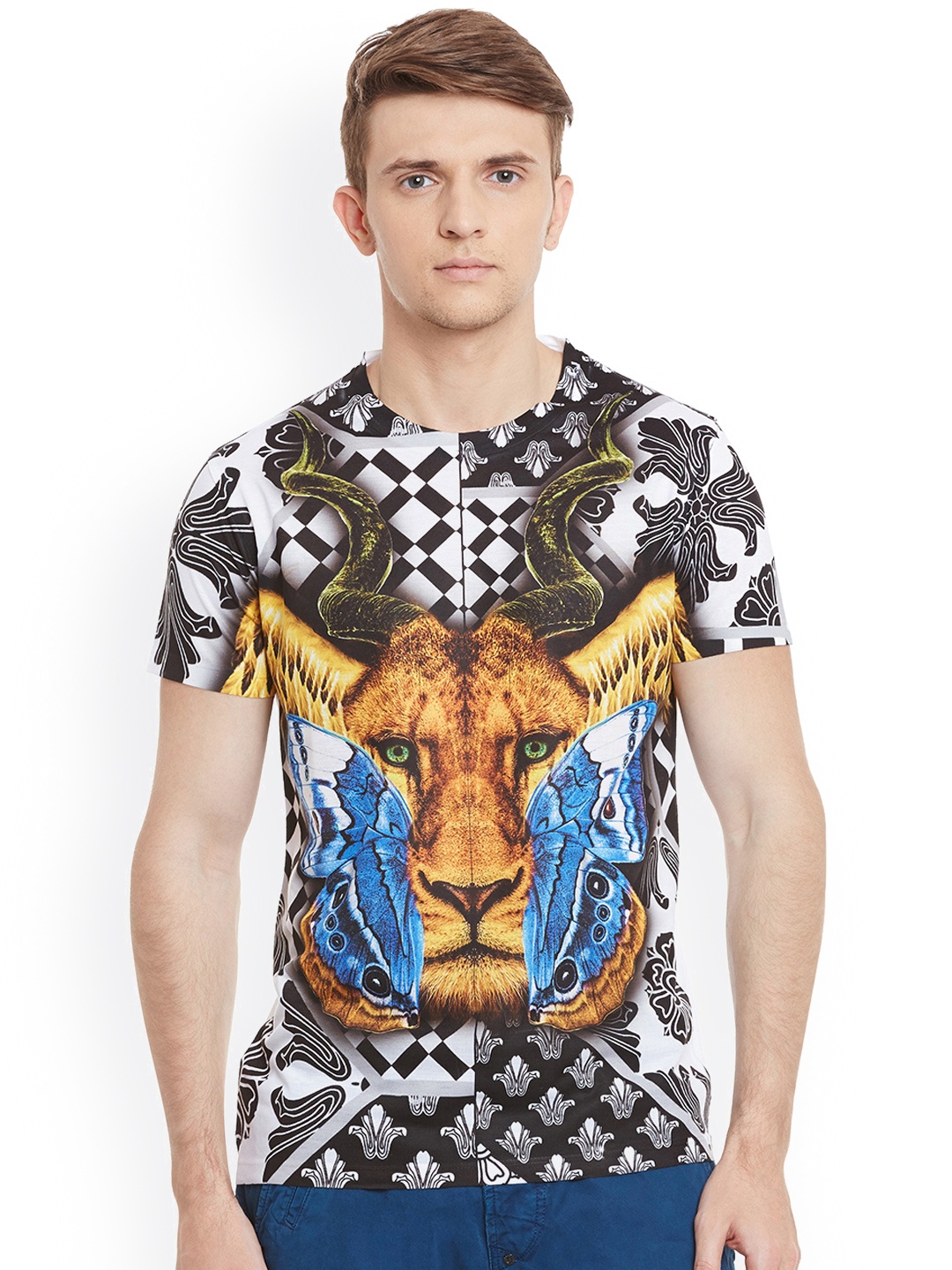

Wear Your Mind Men Multicolored Printed Round Neck T-shirt, Multi
