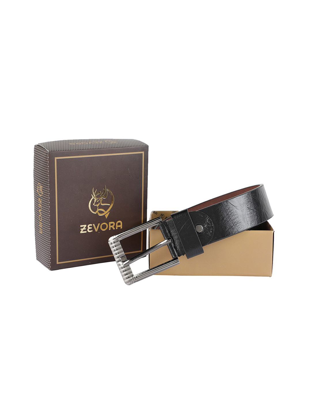 

ZEVORA Men Black Textured PU Belt
