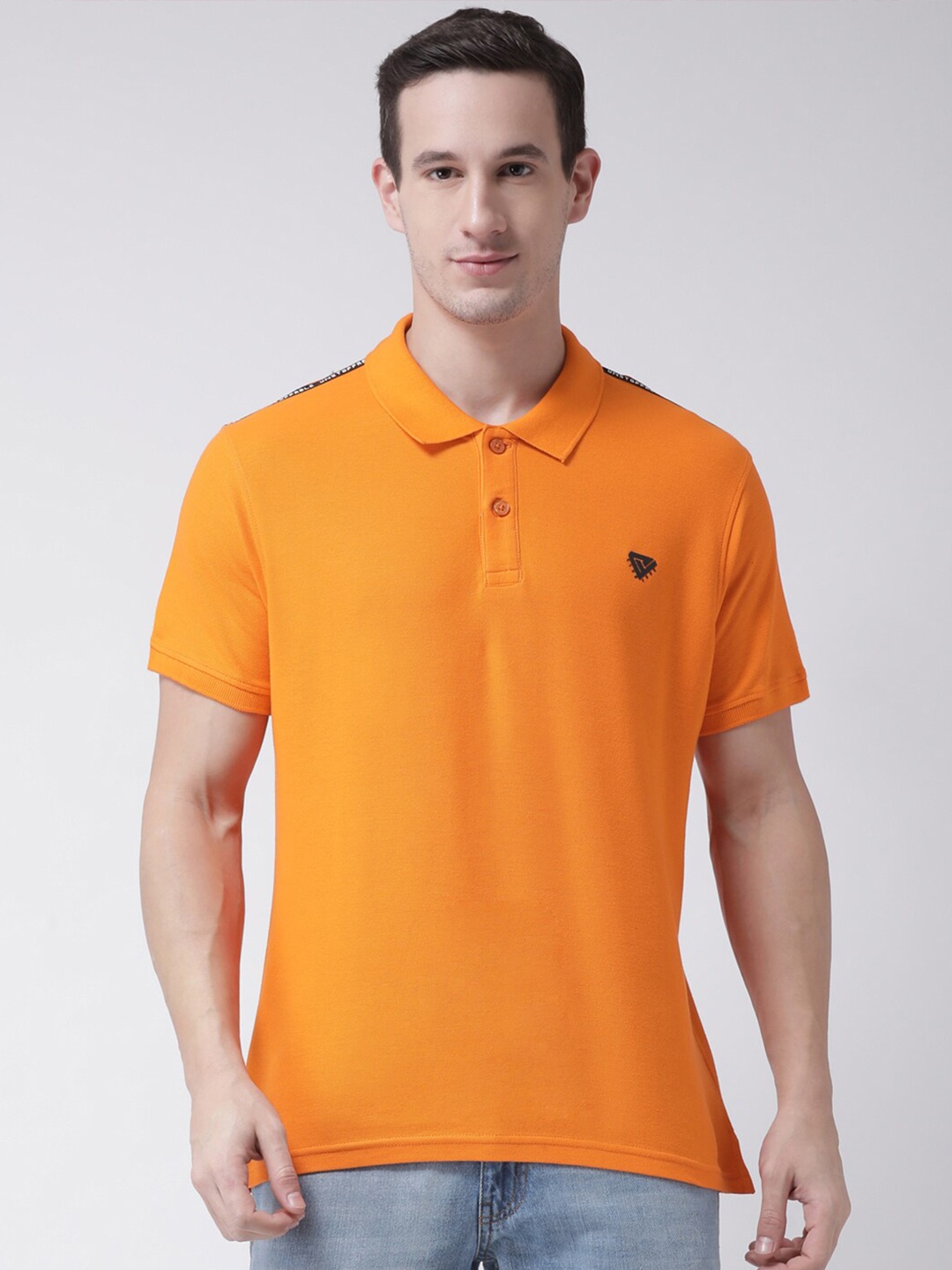 

Club York Men Orange Polo Collar T-shirt