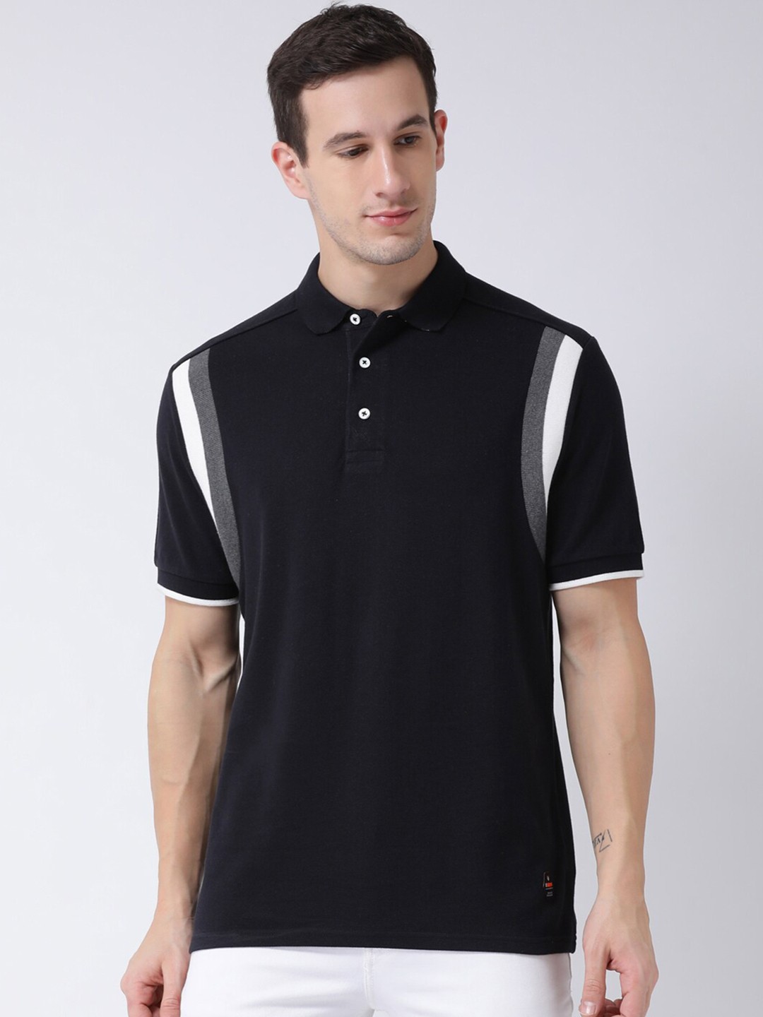 

Club York Men Black Polo Collar Cotton T-shirt