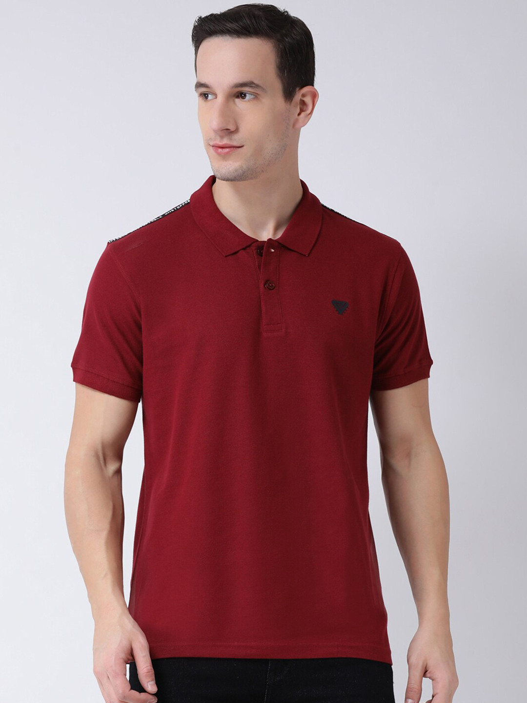 

Club York Men Maroon Polo Collar Cotton T-shirt