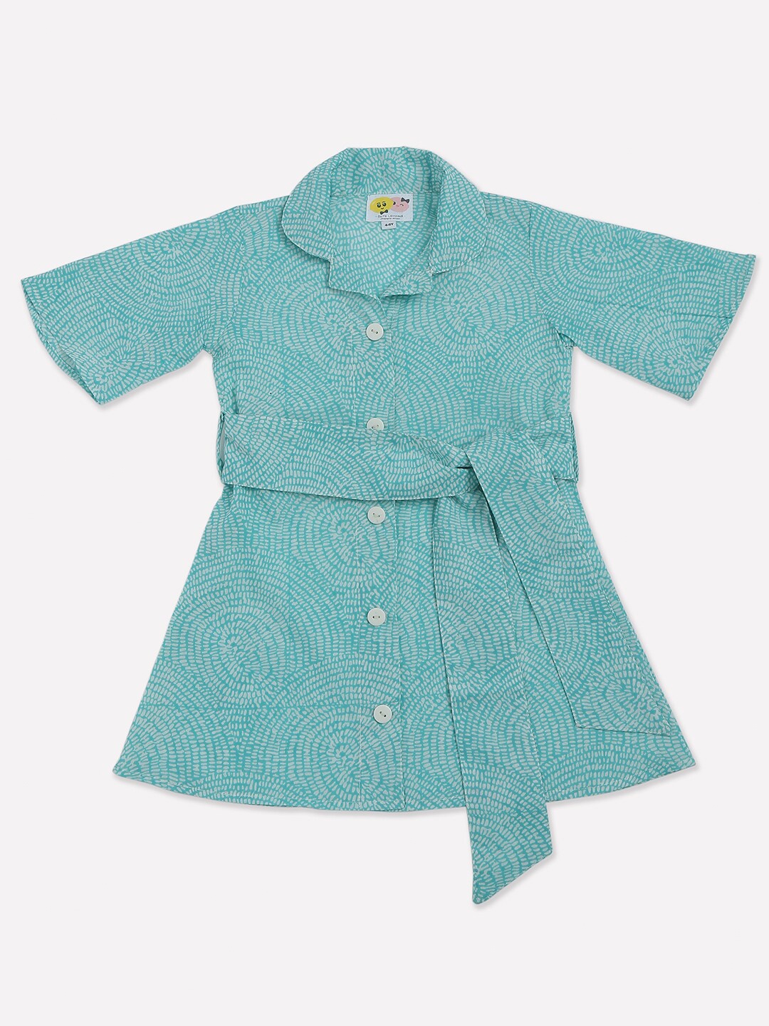 

CUTE LEMONS Girls Sea Green printed Shirt Dress