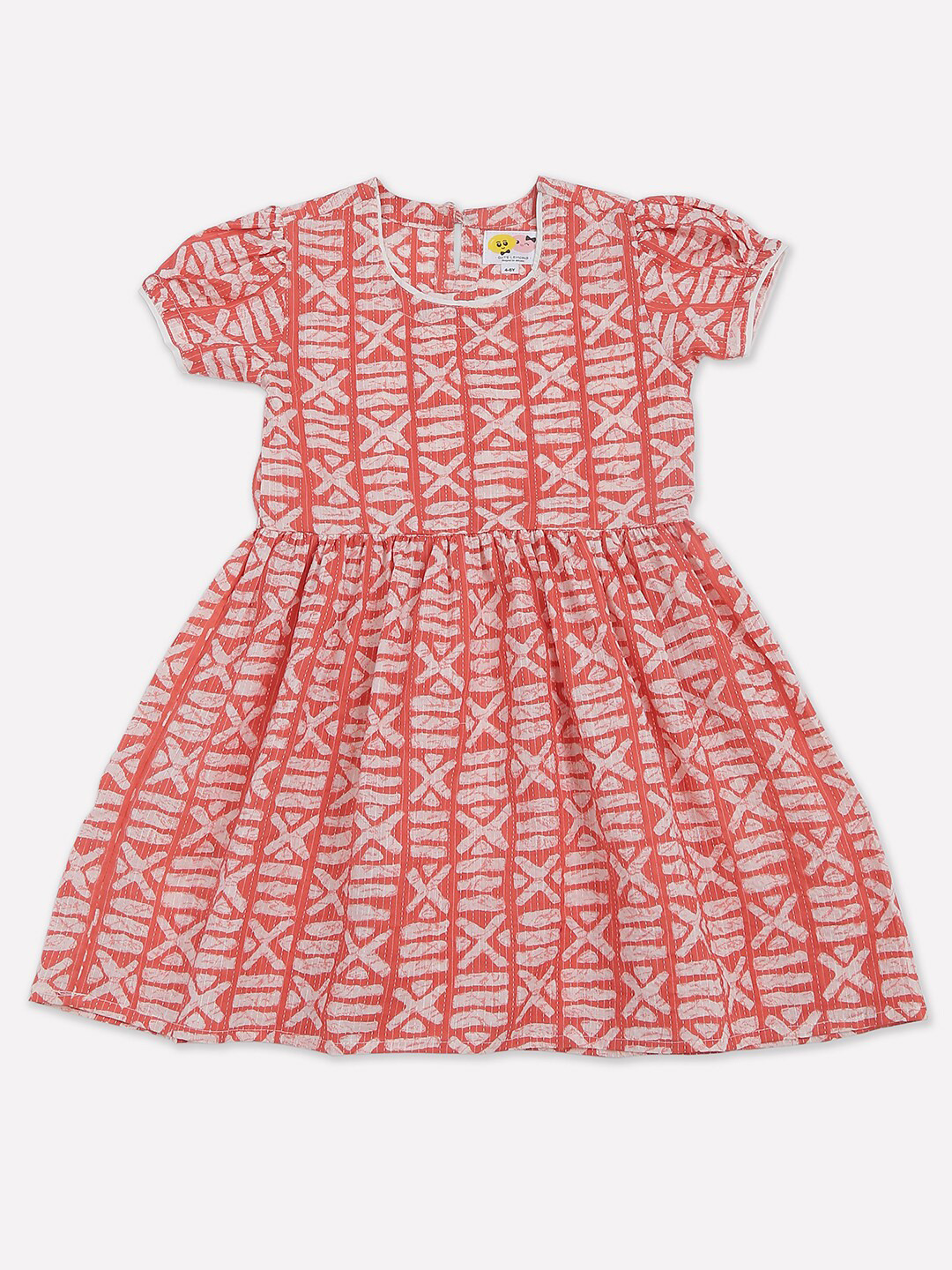 

CUTE LEMONS Girls Coral Fit & Flare Printed Cotton Dress