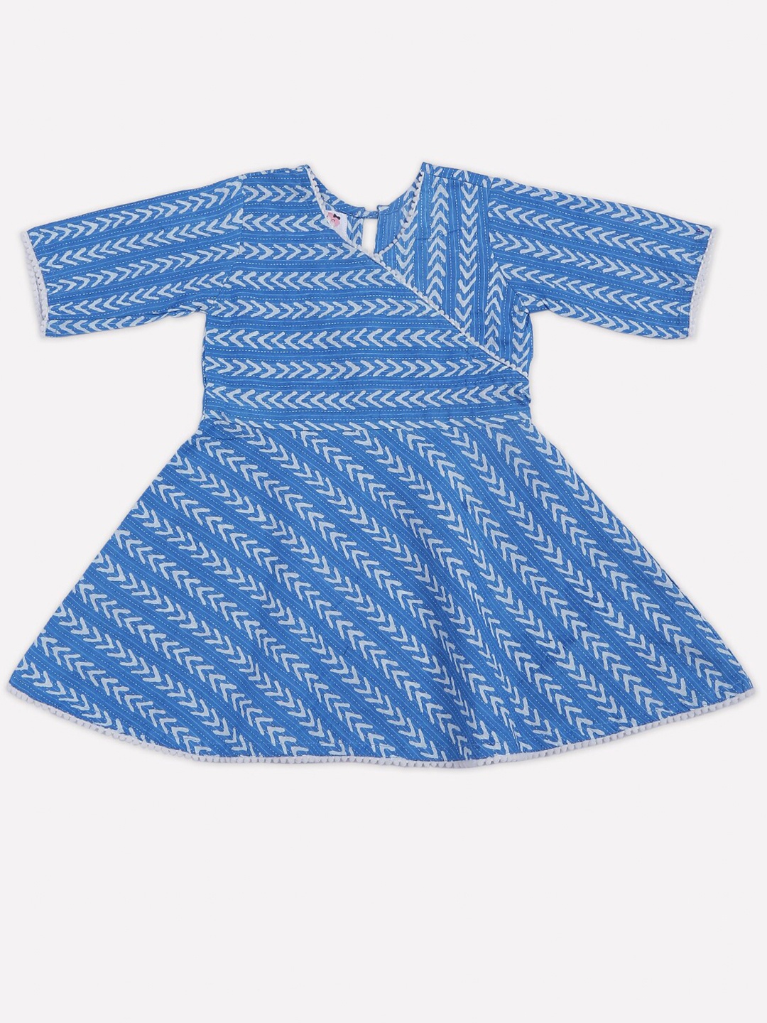 

CUTE LEMONS Girls Blue & White Ethnic Motifs Wrap Dress