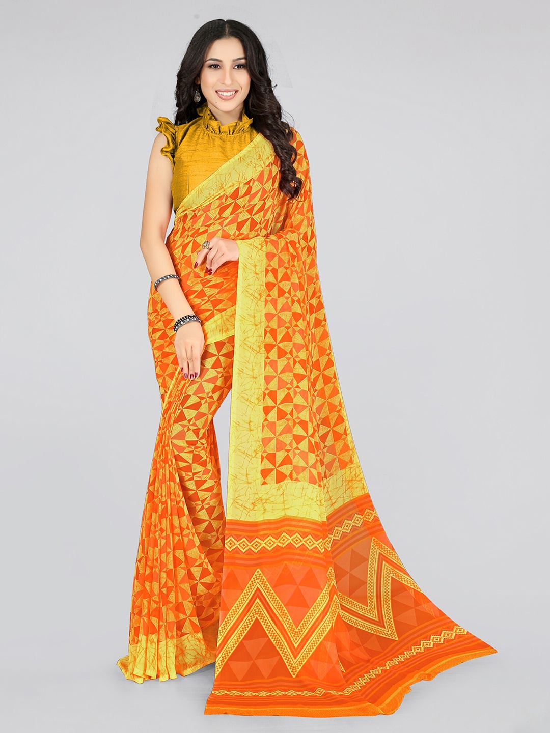 

KALINI Mustard & Orange Saree