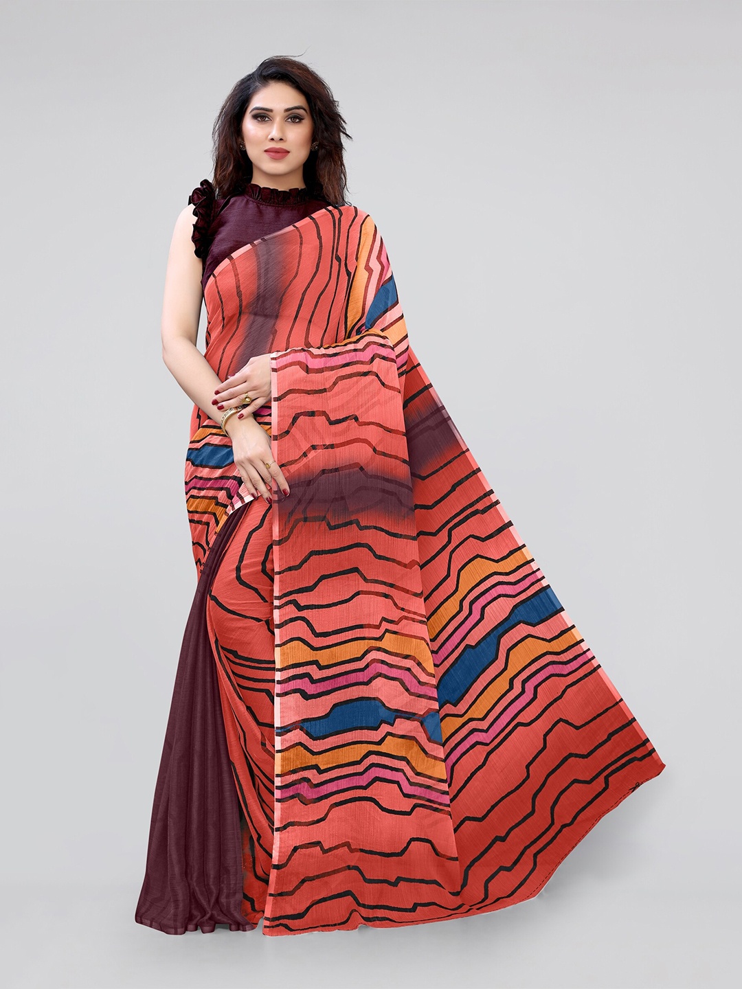 

KALINI Women Red Printed Chiffon Saree