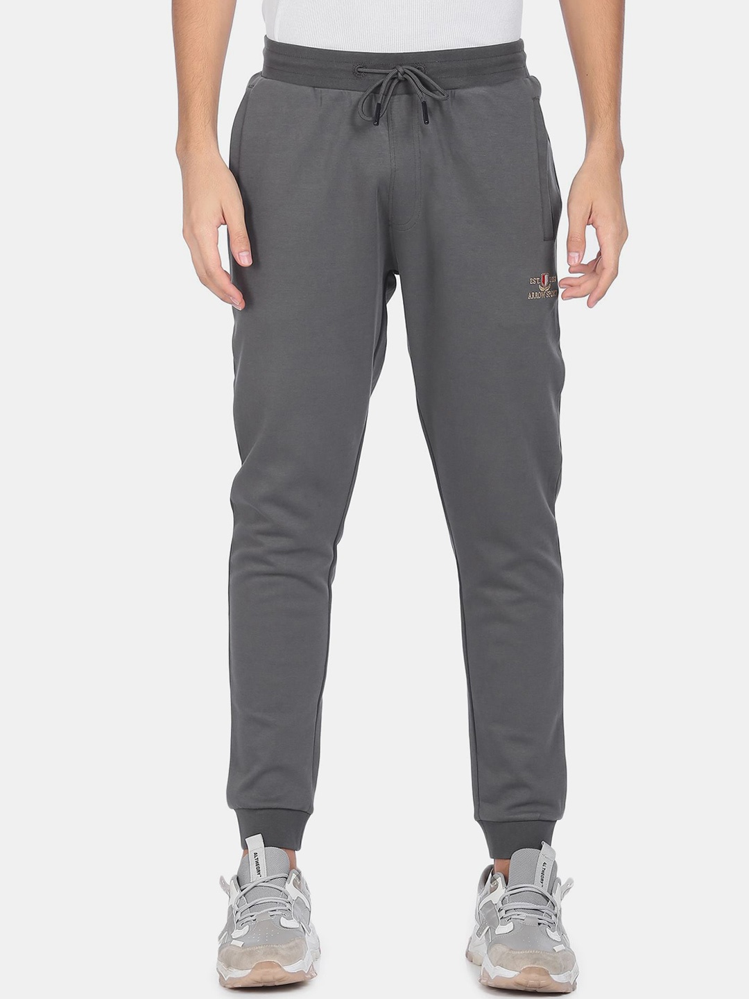 

Arrow Sport Men Charcoal Grey Solid Joggers