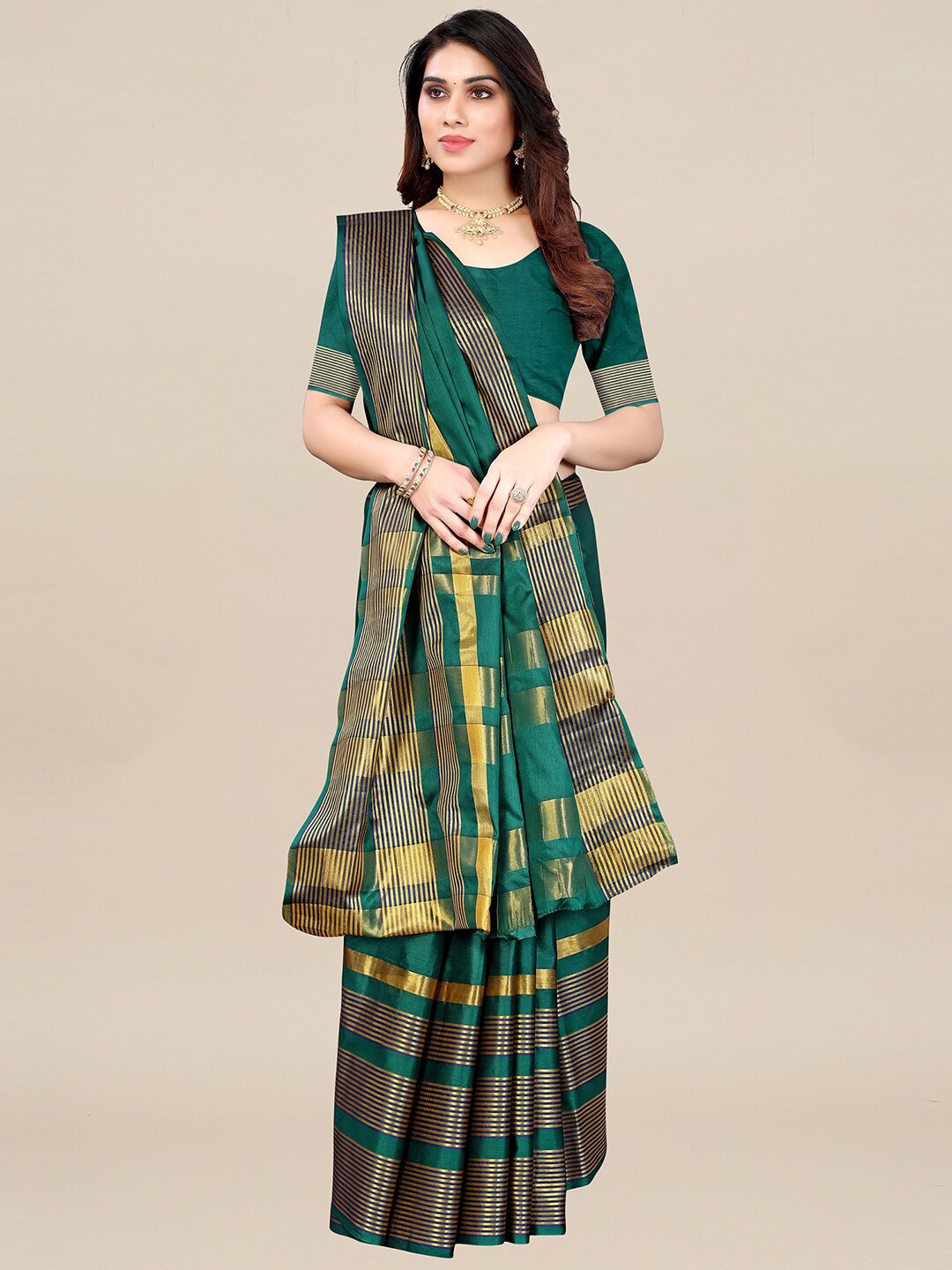 

KALINI Women Teal Printed Art Silk Saree