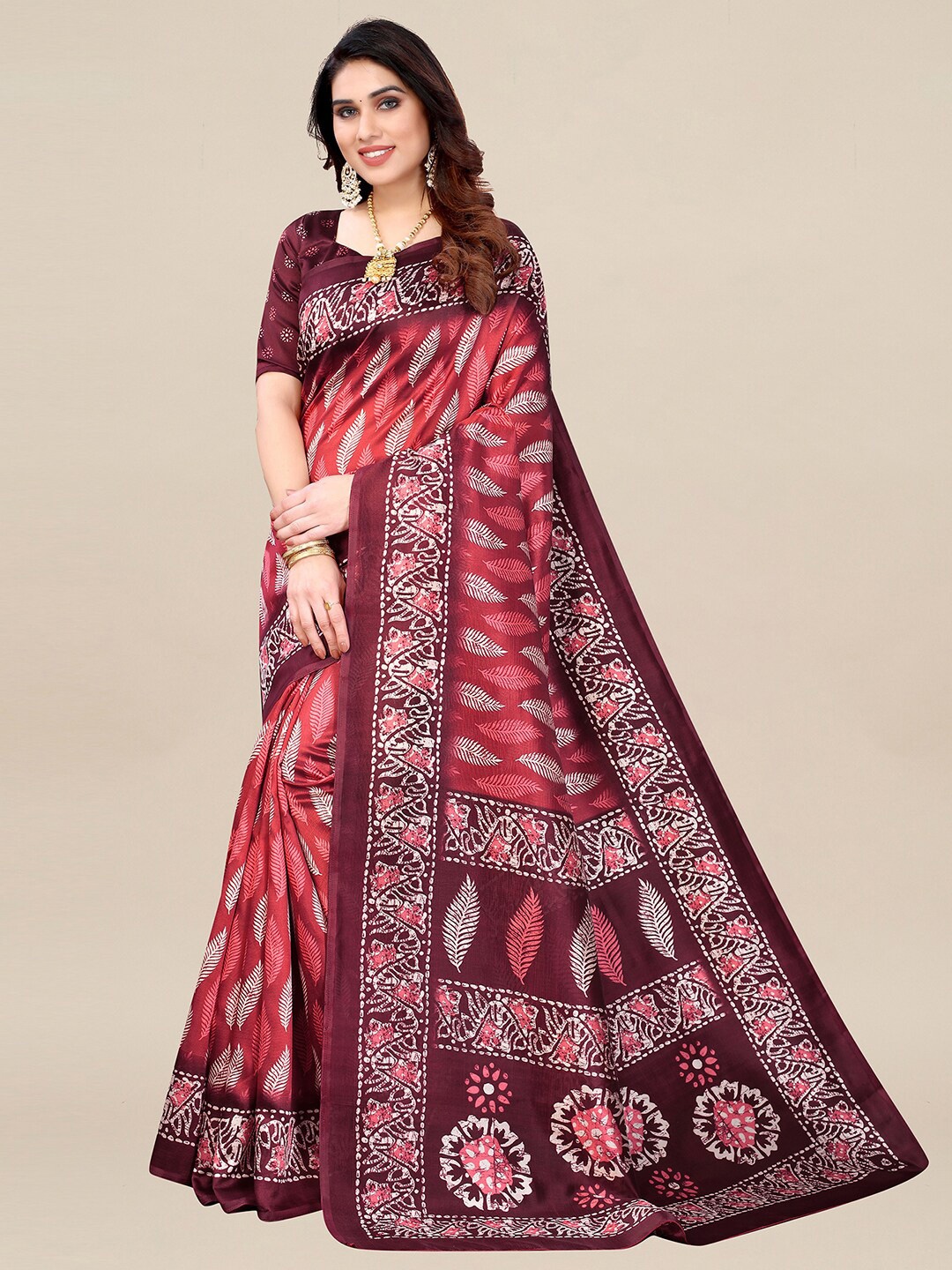 

KALINI Women Mauve Printed Art Silk Saree