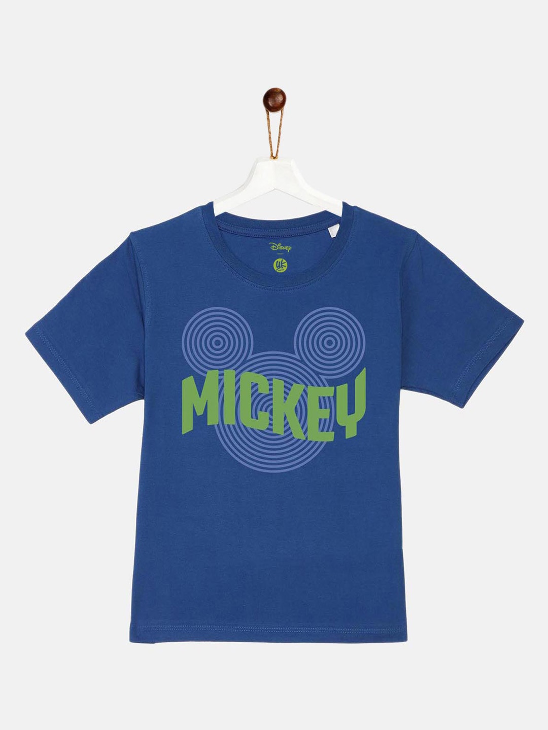 

YK Disney Boys Blue Mickey Mouse Printed Regular Fit Cotton T-shirt