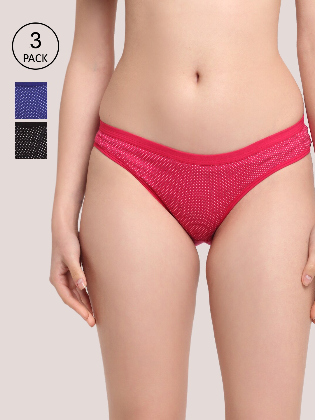 

Friskers Women Set of 3 Printed Cotton Hipster Briefs O-323-01-05-07-S, Black