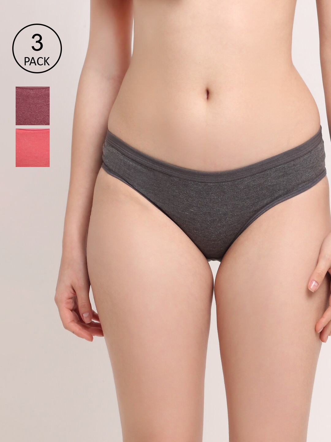 

Friskers Women Set of 3 Solid Cotton Hipster Briefs O-321-08-15-22-S, Orange