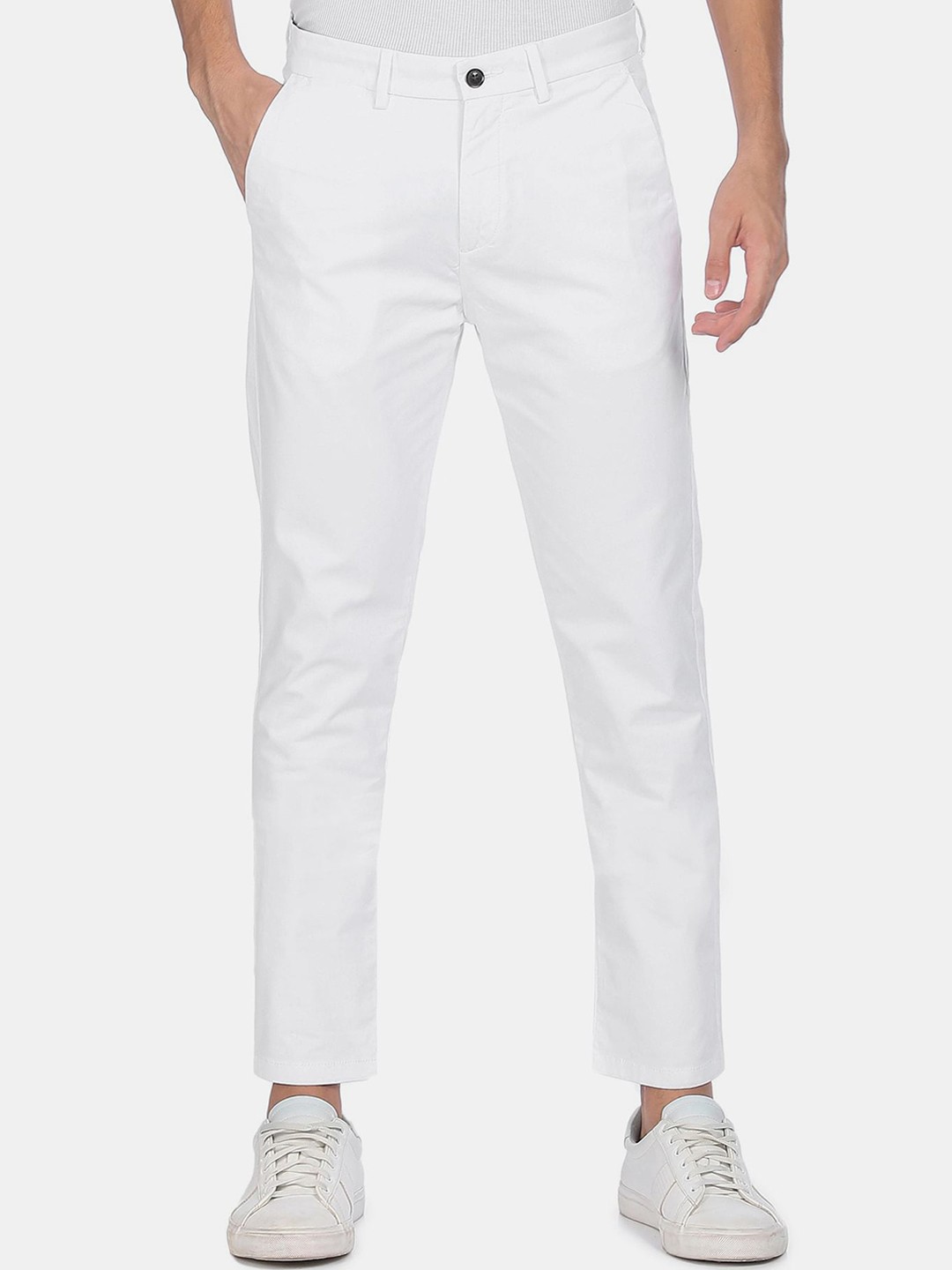 

Arrow Sport Men White Mid Rise Regular Fit Trousers