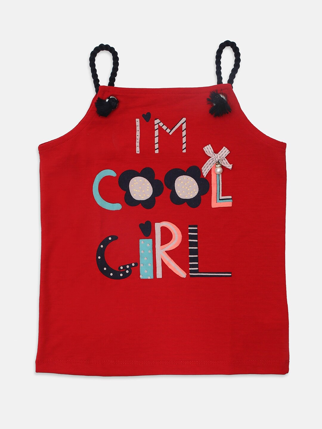 

Ziama Girls Red & Black Printed Regular Top
