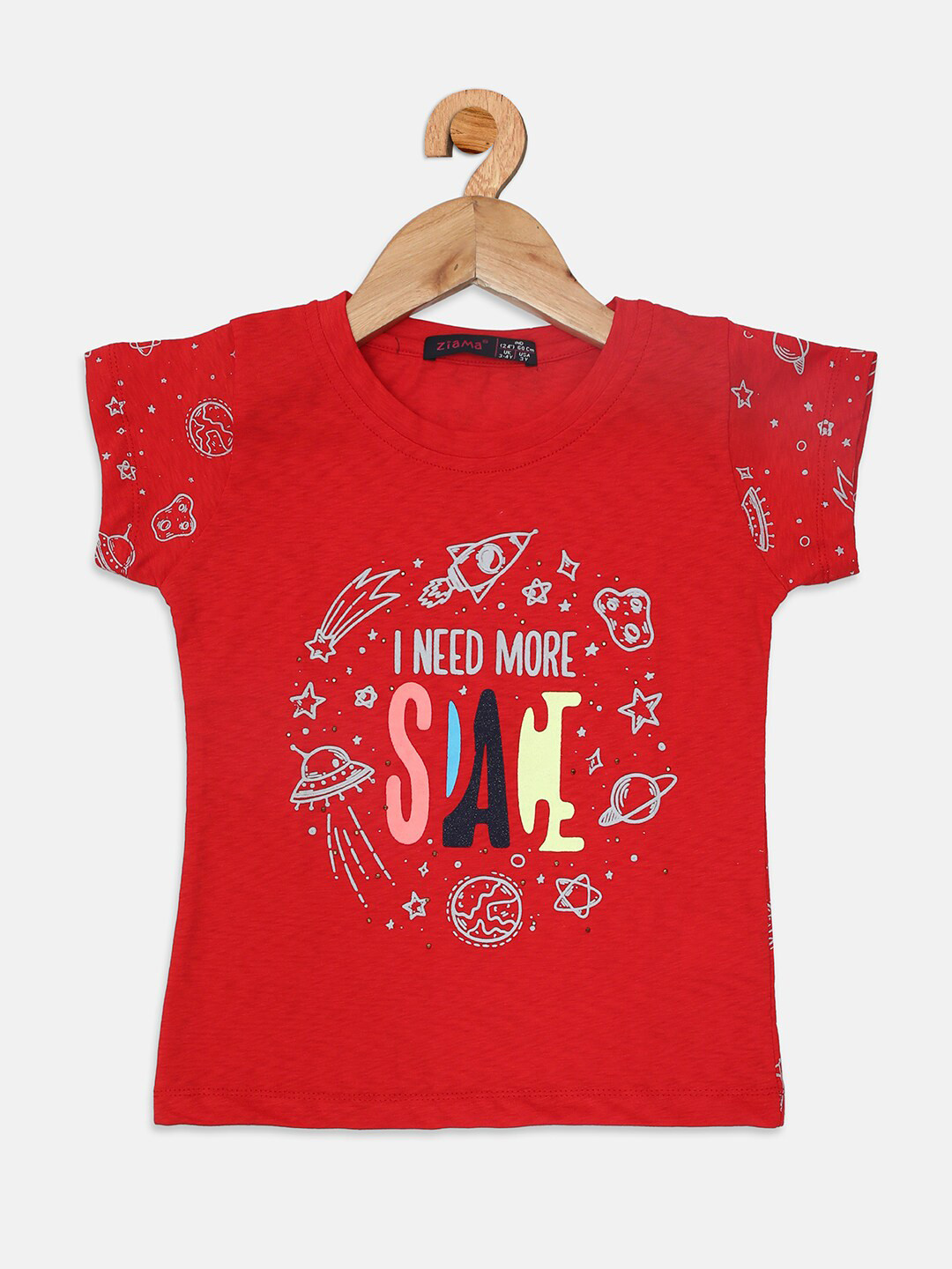 

Ziama Girls Red Graphic Print Top