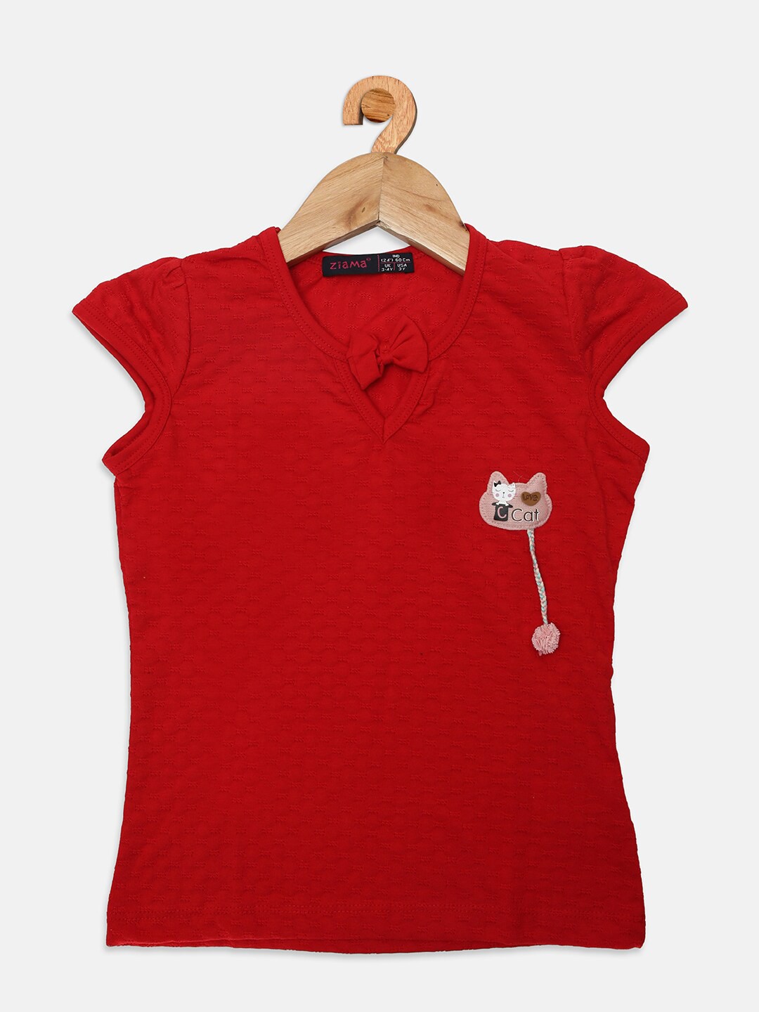 

Ziama Red Keyhole Neck Top