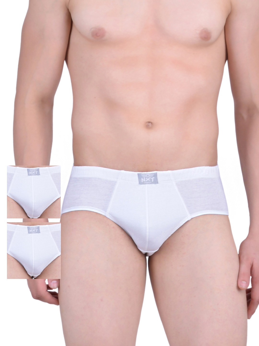 

Force NXT Men Pack of 3 White Assorted Briefs MNFF-101-po3