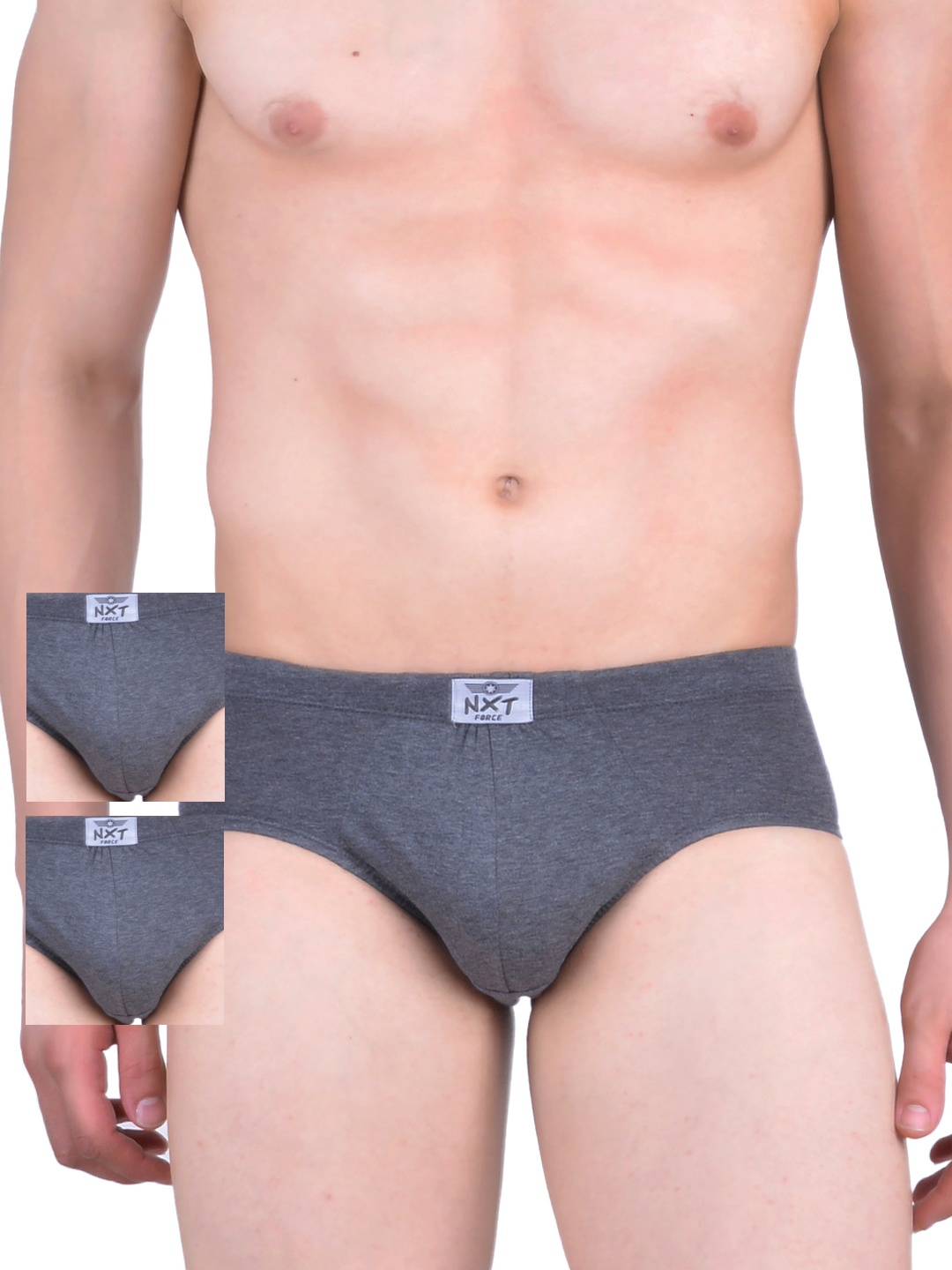 

Force NXT Men Pack of 3 Grey Assorted Briefs MNFF-101