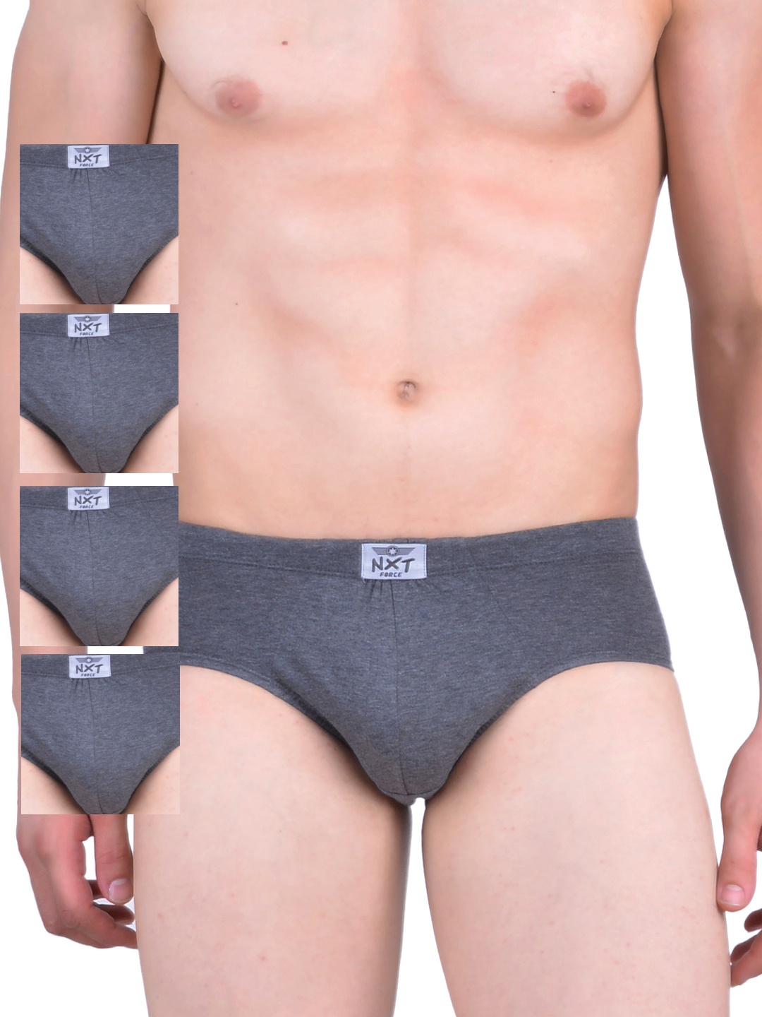 

Force NXT Men Pack of 5 Grey Assorted Briefs MNFF-101