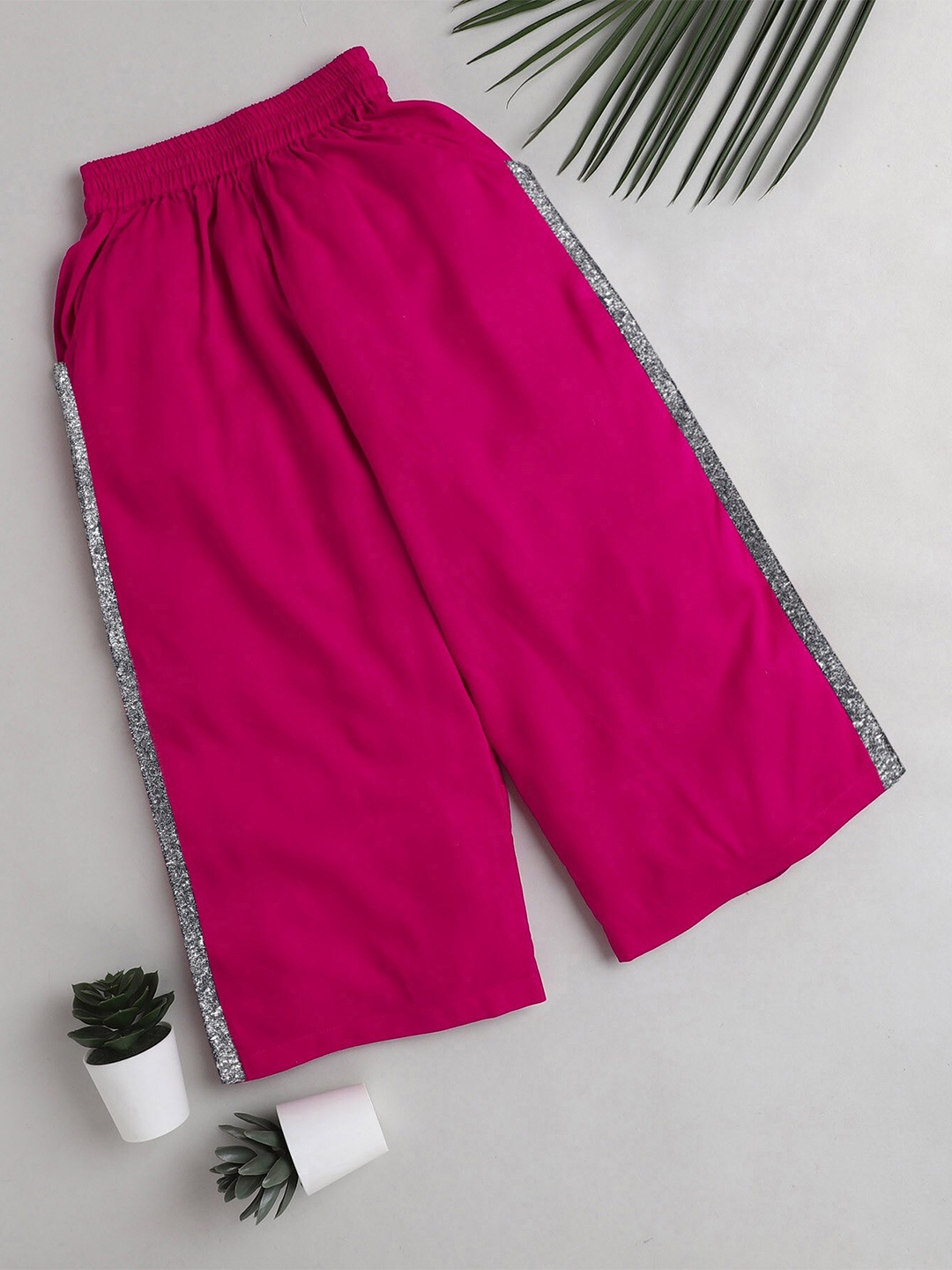 

The Magic Wand Girls Pink & Silver-Toned Palazzos