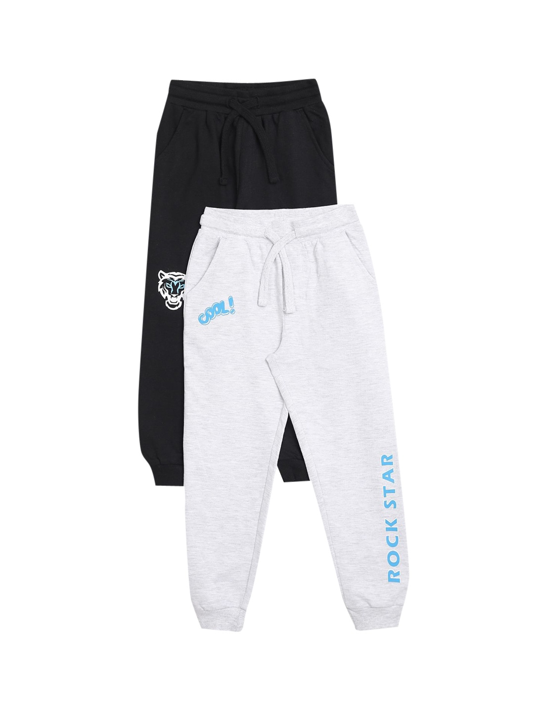 

Donuts Boys Grey & Black Pack of 2 Typography Printed Joggers