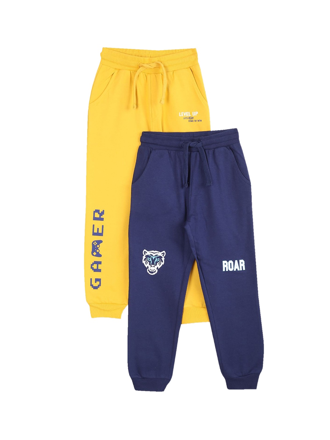 

Donuts Boys Yellow & Navy Blue Pack Of 2 Mid Rise Straight Fit Track Pants