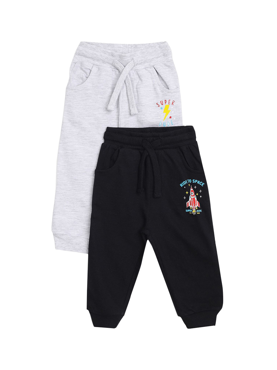

Donuts Boys Black & Grey Pack of 2 Typography Printed Cotton Joggers