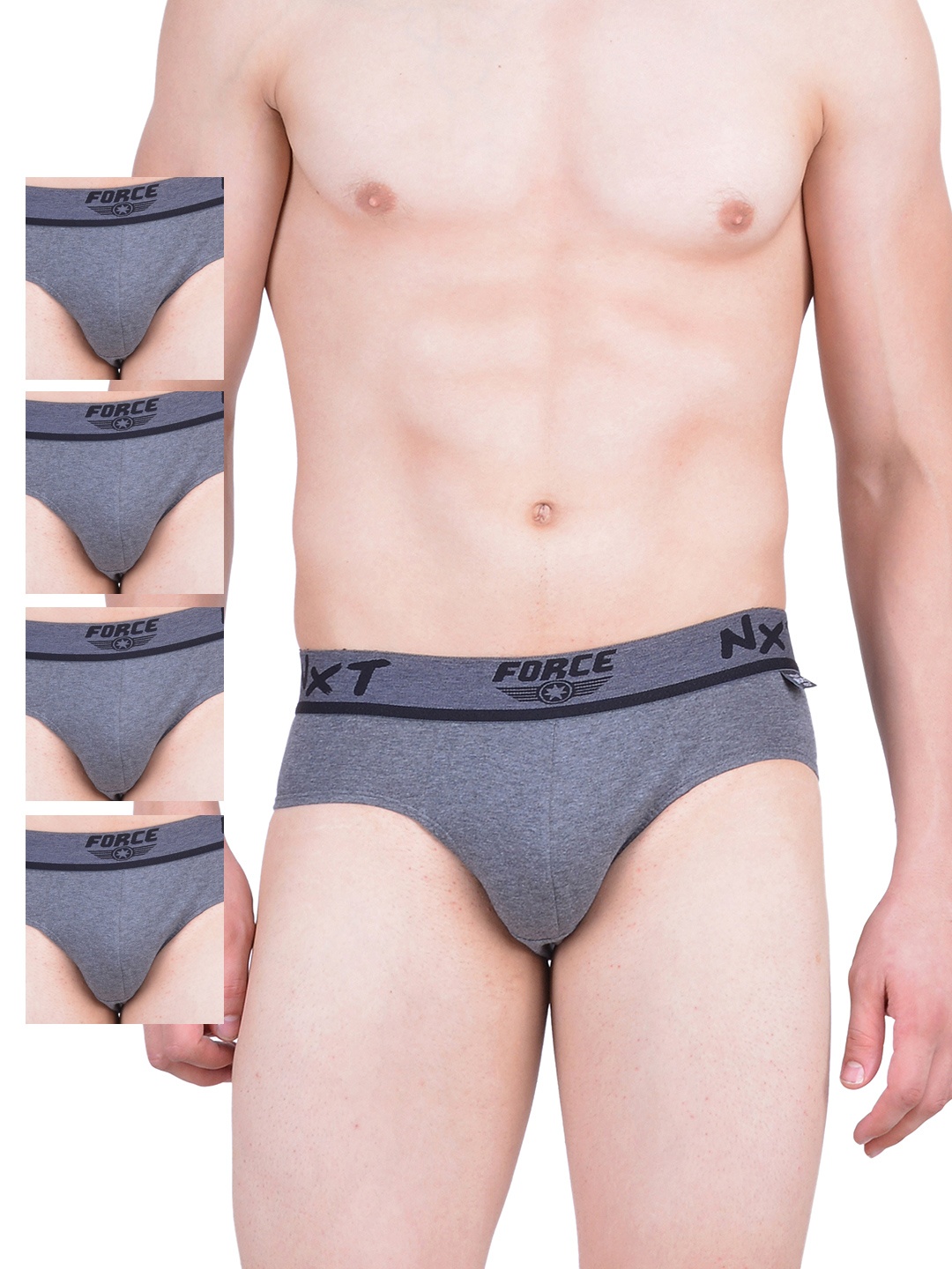 

Force NXT Men Pack of 5 Charcoal Grey Assorted Briefs MNFF-111