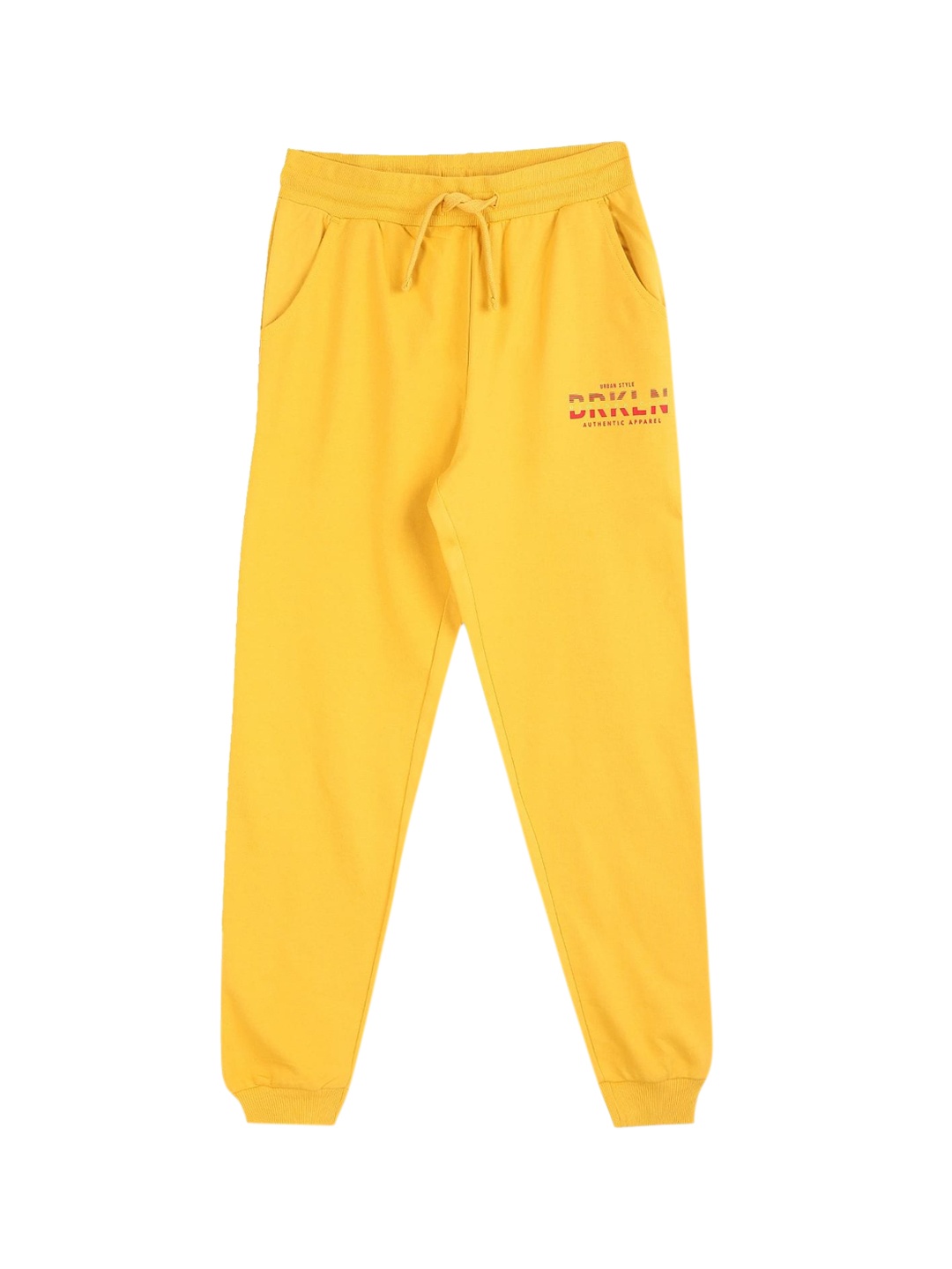 

Ruggers Junior Boys Mustard Yellow Solid Straight Fit Cotton Joggers