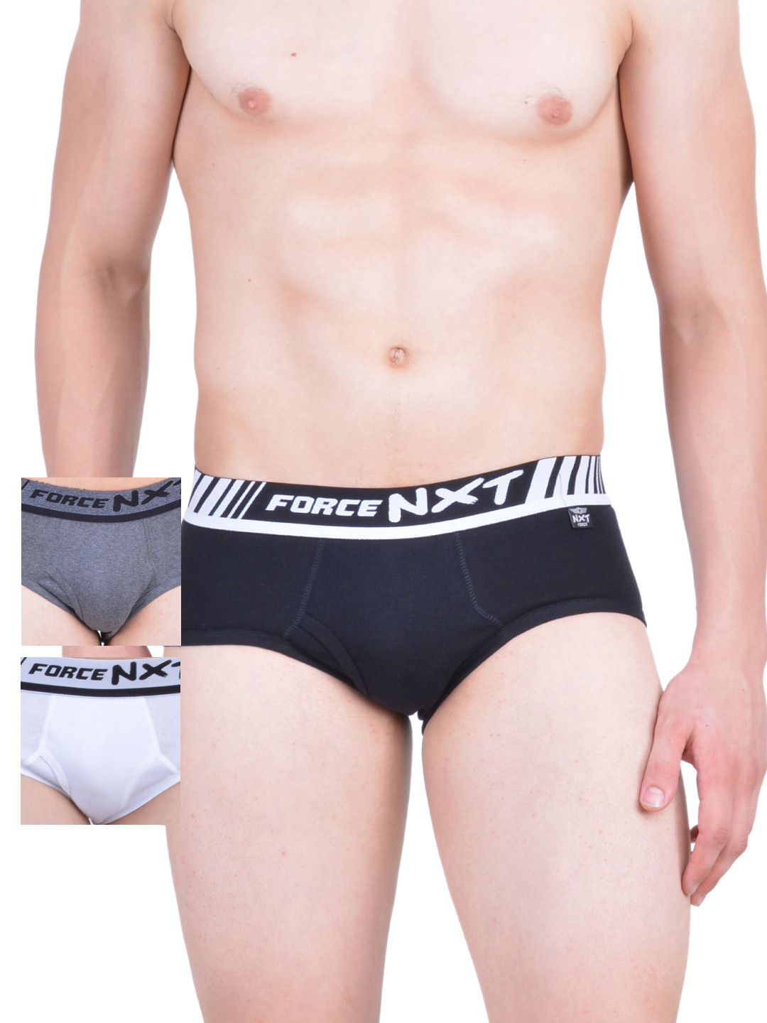 

Force NXT Men Pack of 3 Assorted Briefs MNFR-201-po3, Black