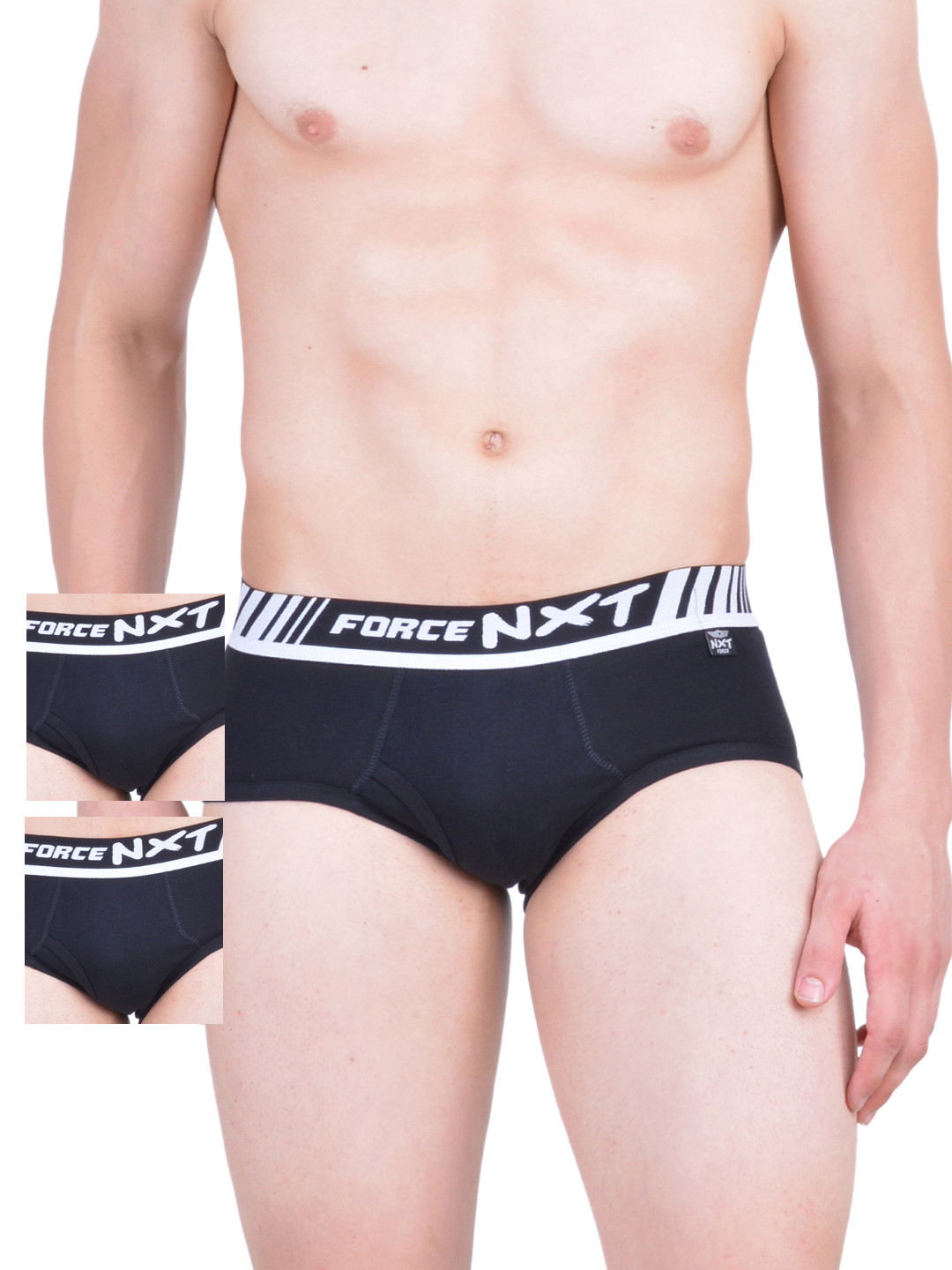 

Force NXT Men Pack of 3 Black Assorted Briefs MNFR-201-po3