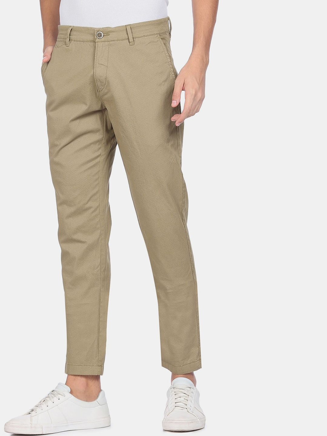 

U S Polo Assn Men Olive Green Printed Casual Trouser
