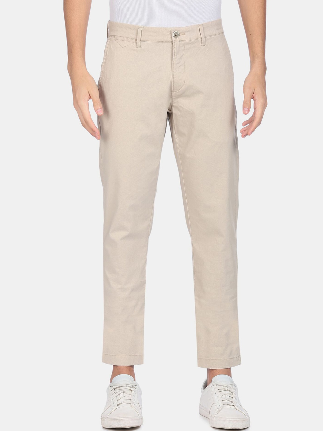 

U S Polo Assn Men Beige-Coloured Mid Rise Casual Trousers