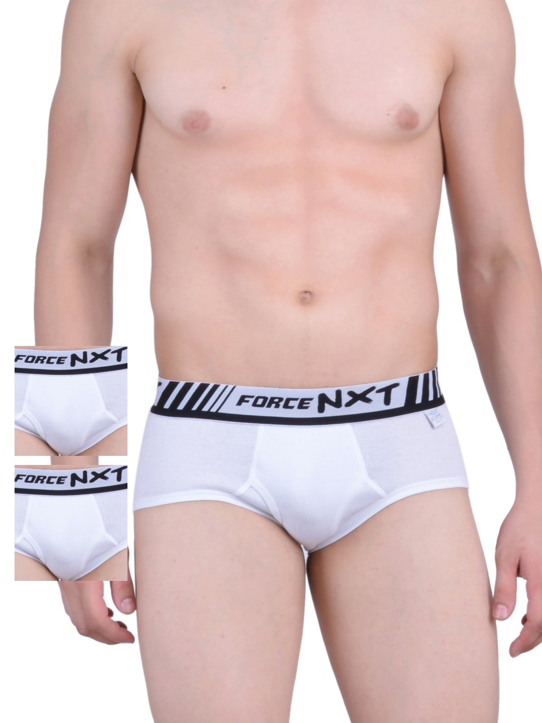 

Force NXT Men Pack of 3 White Assorted Briefs MNFR-201-po3-3pcs