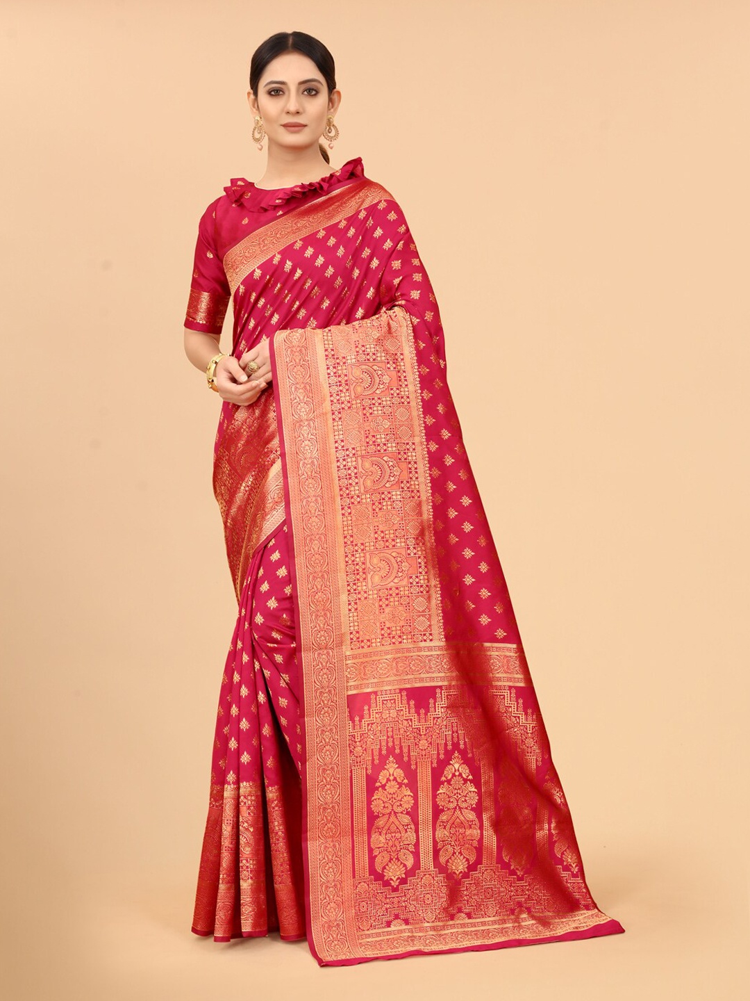 

SATYAM WEAVES Pink Woven Design Saree