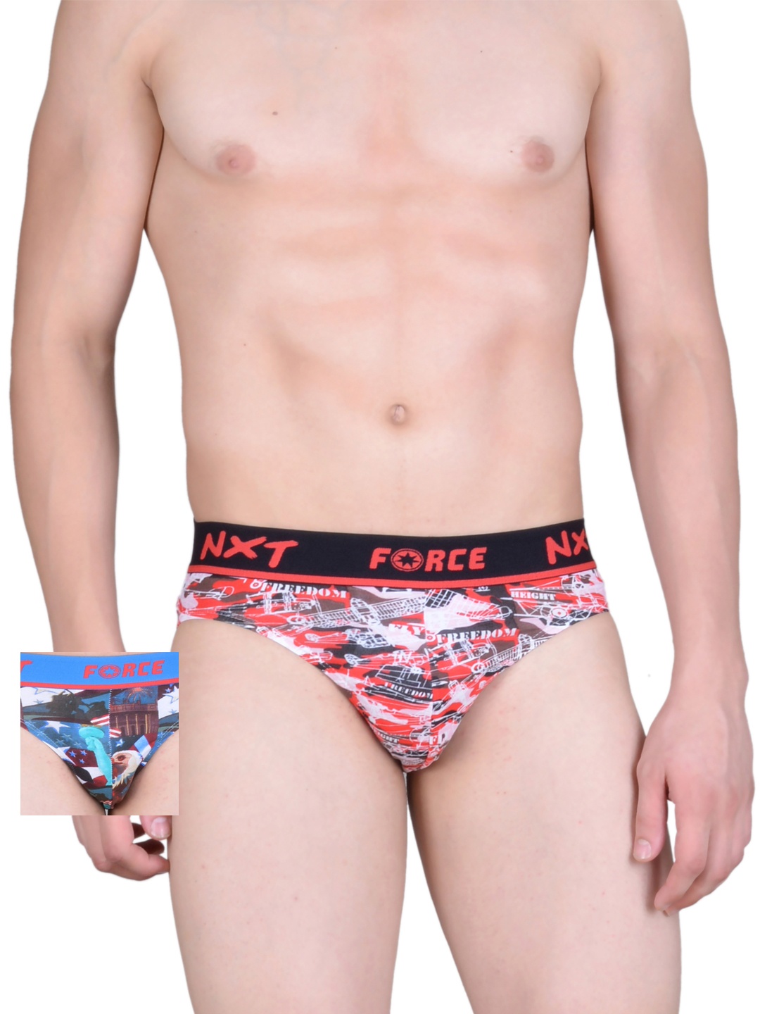 

Force NXT Men Pack of 2 Printed Assorted Briefs MNFL-11, Blue